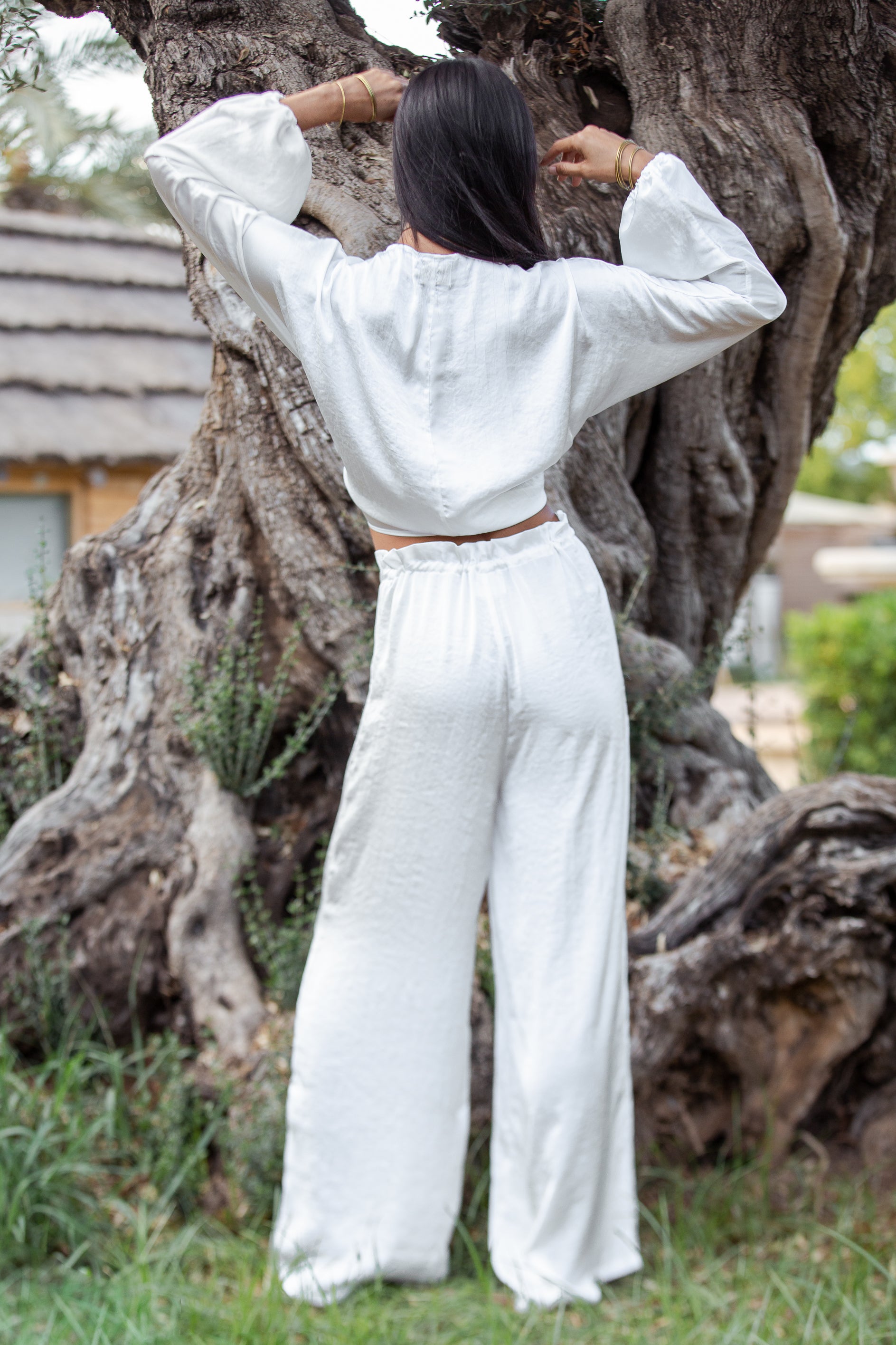 White Satin Selene Top