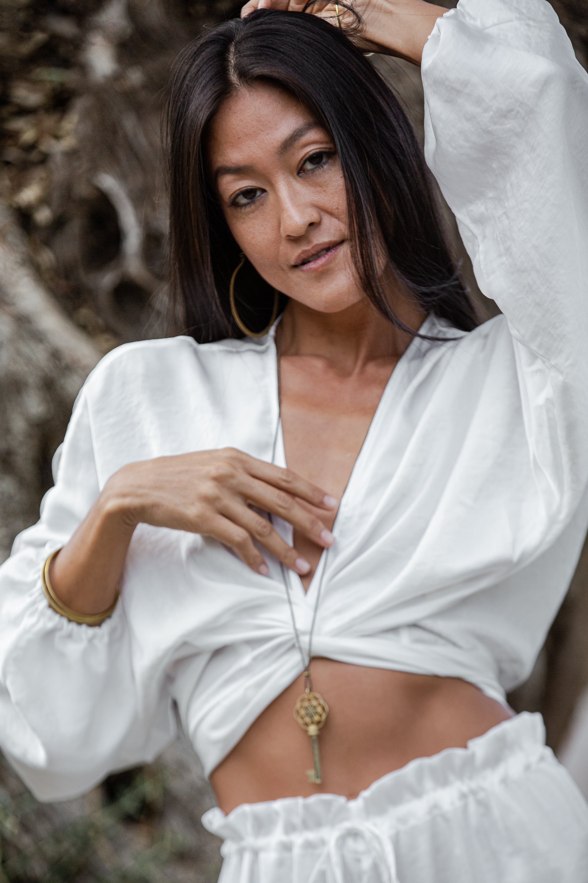 White Satin Selene Top