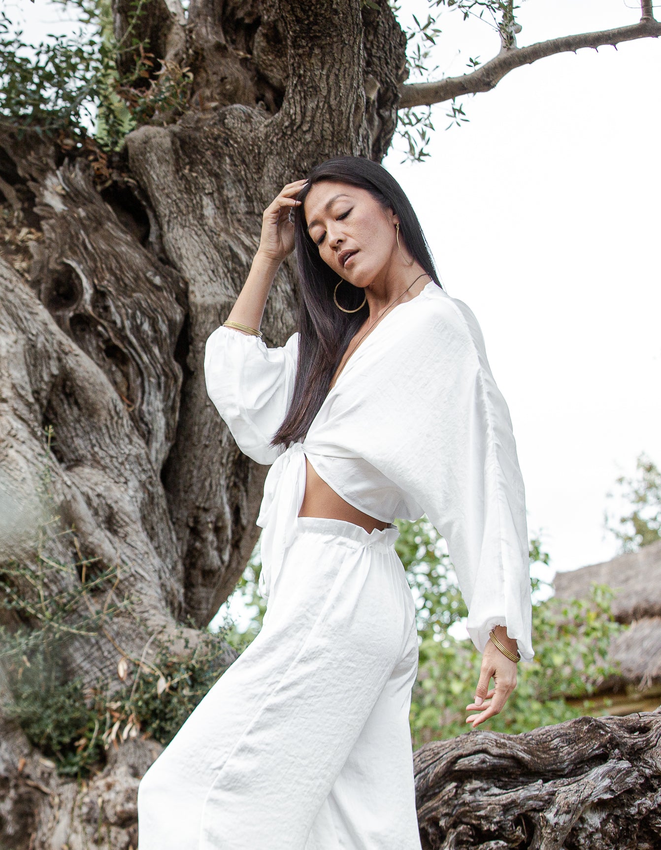 White Satin Selene Top