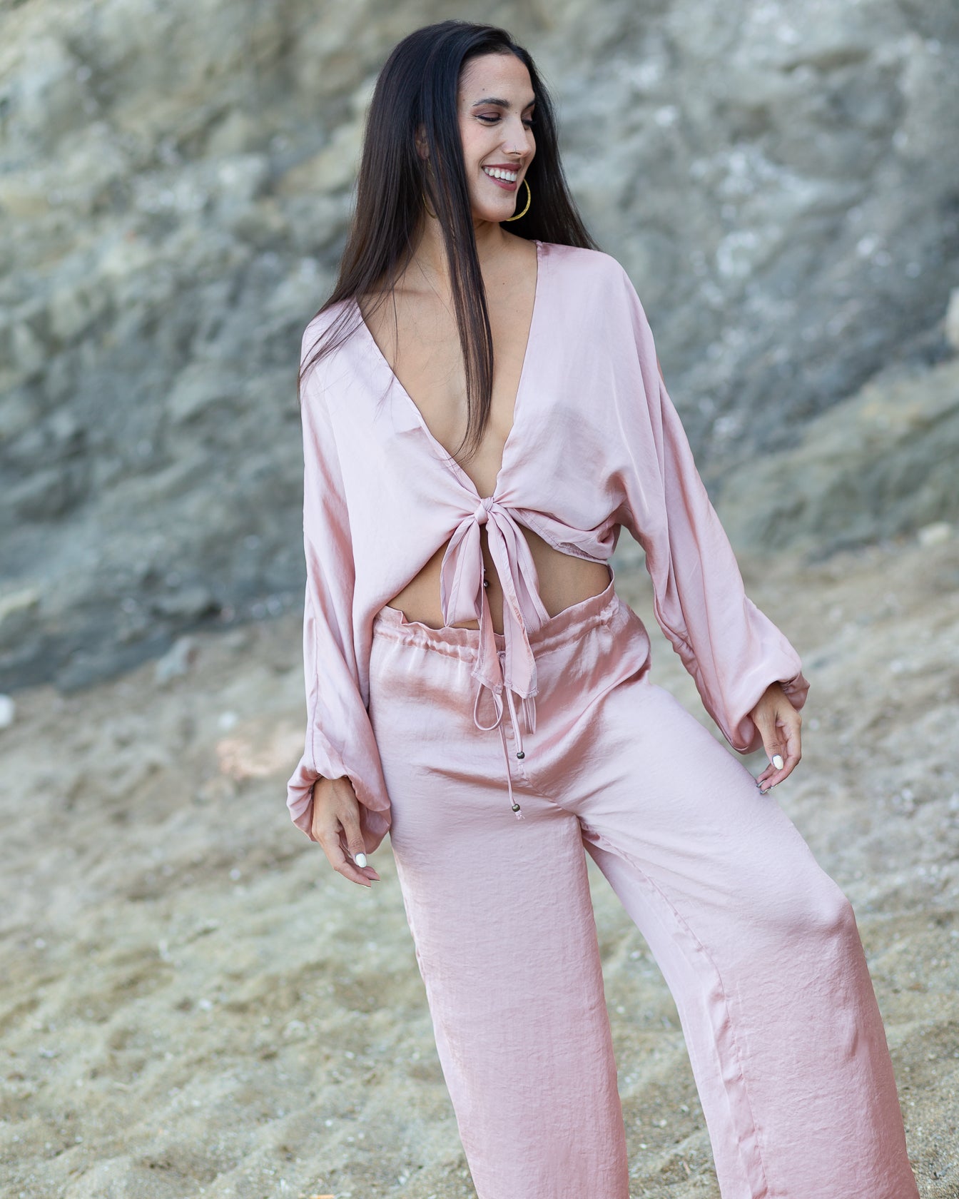 Pink Satin Selene Top