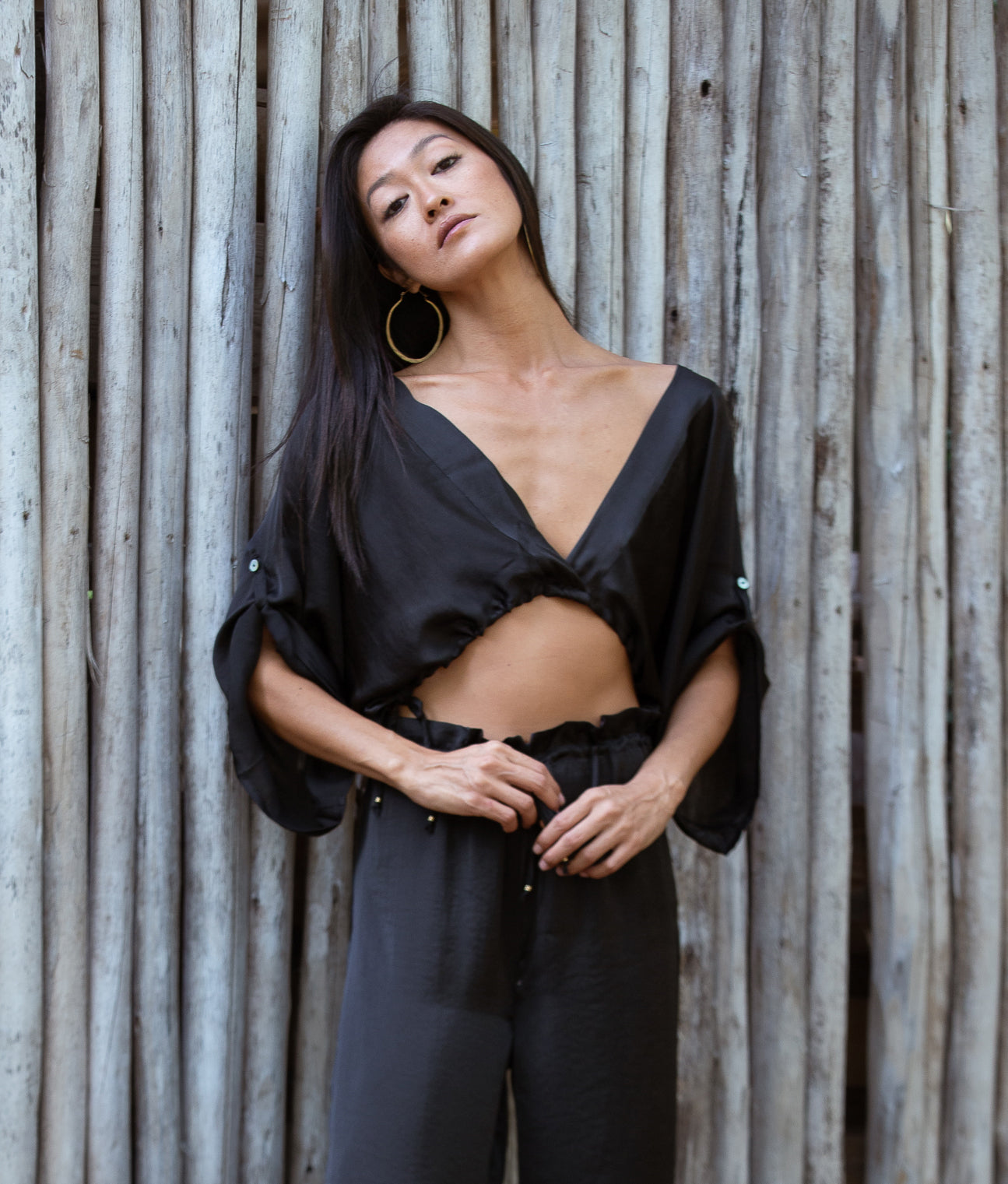 Black Satin Diamond Top