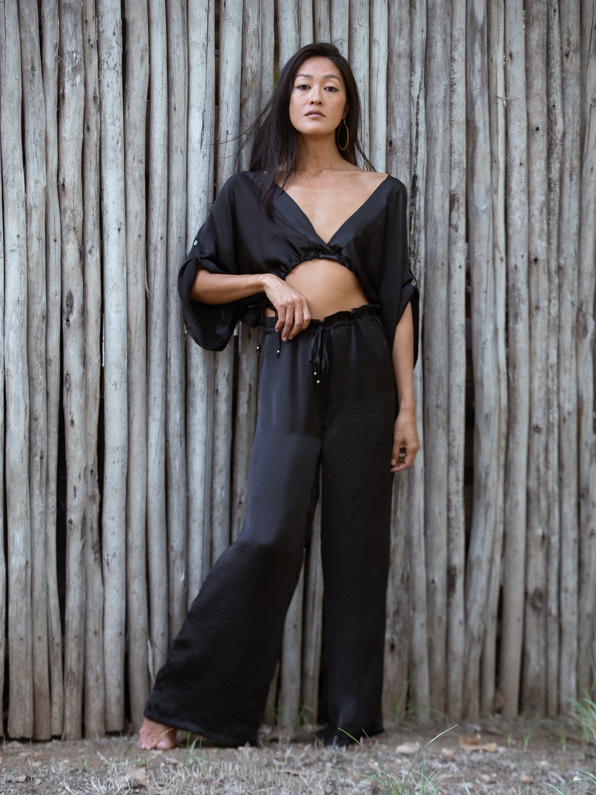 Black Satin Diamond Top