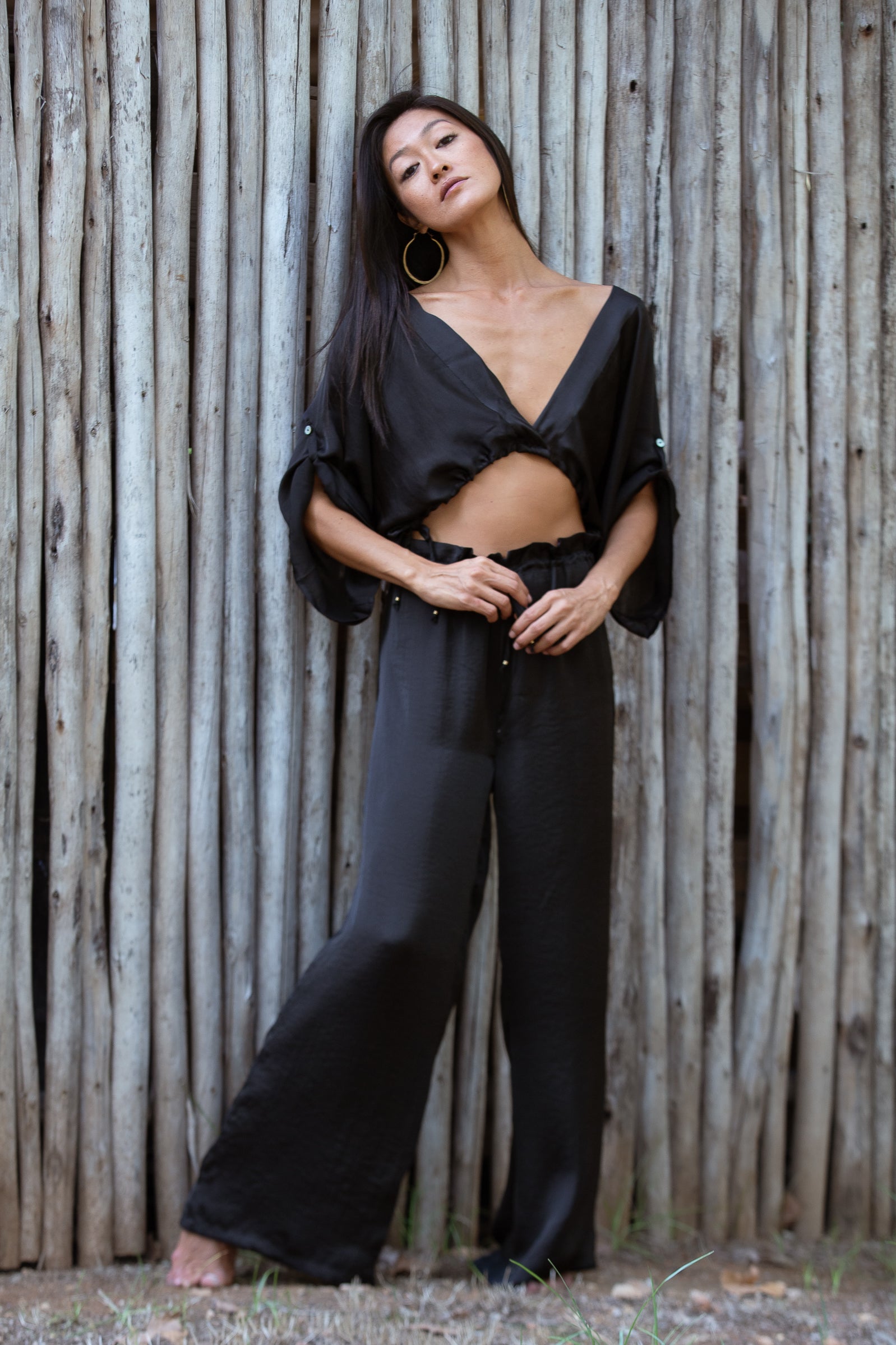 Black Satin Diamond Top