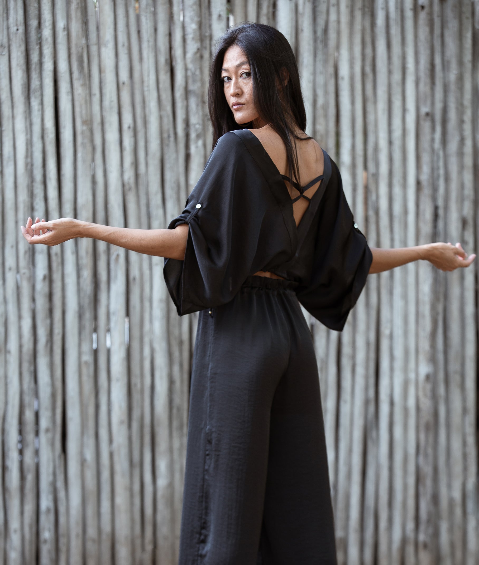 Black Satin Diamond Top