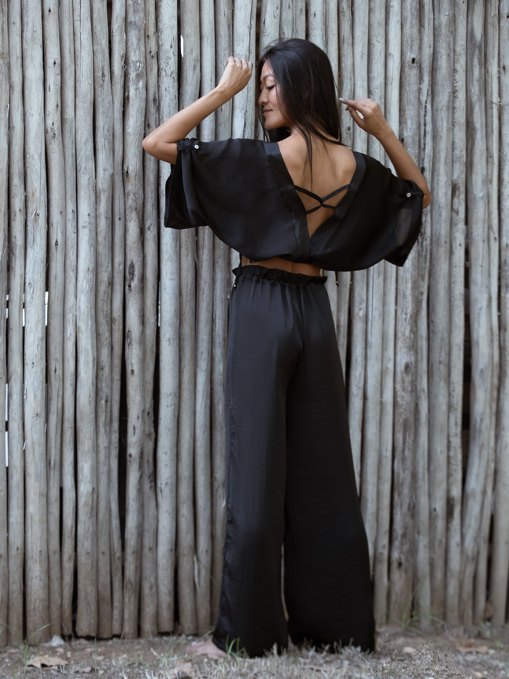 Black Satin Diamond Top