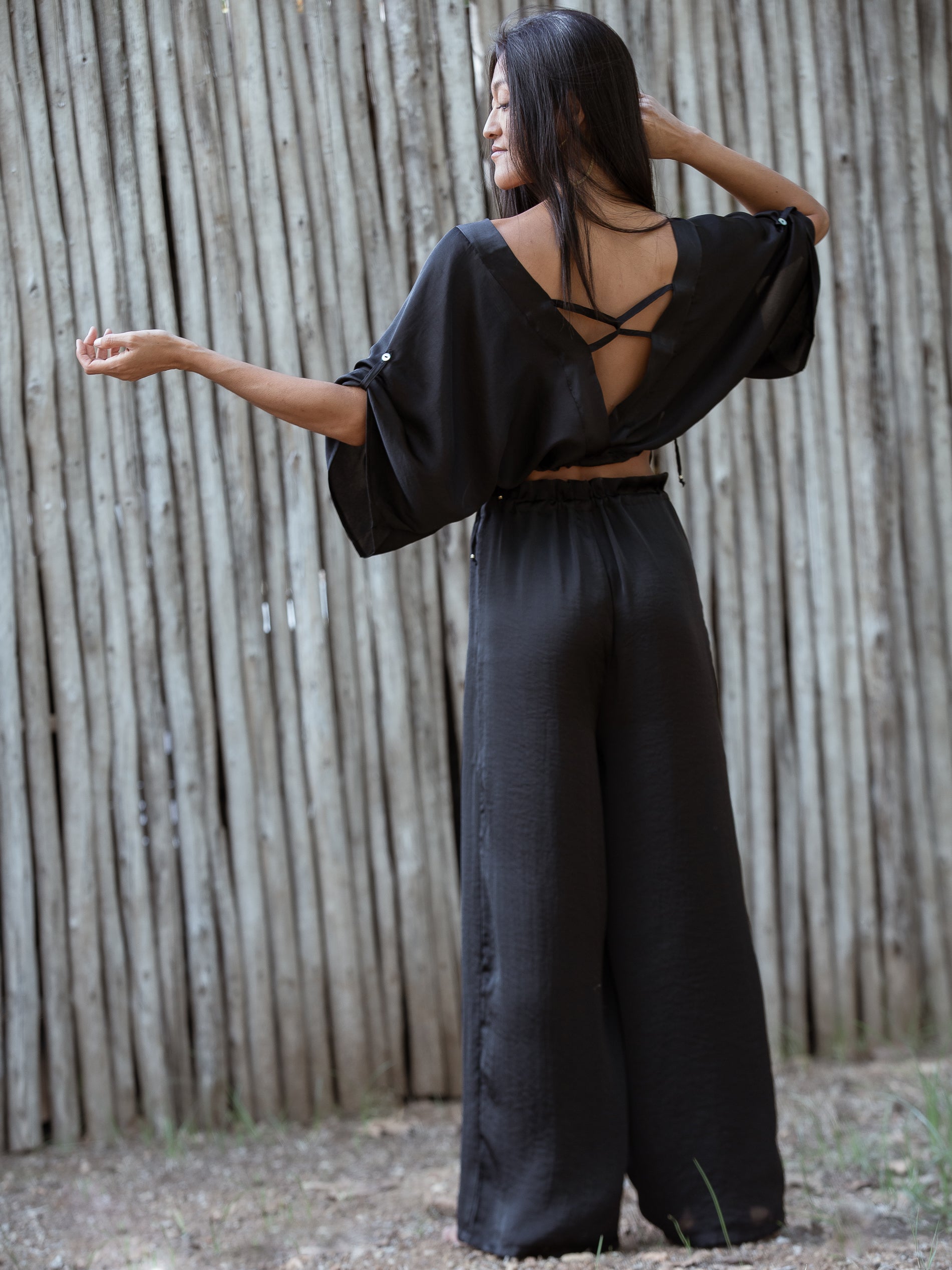 Black Satin Diamond Top