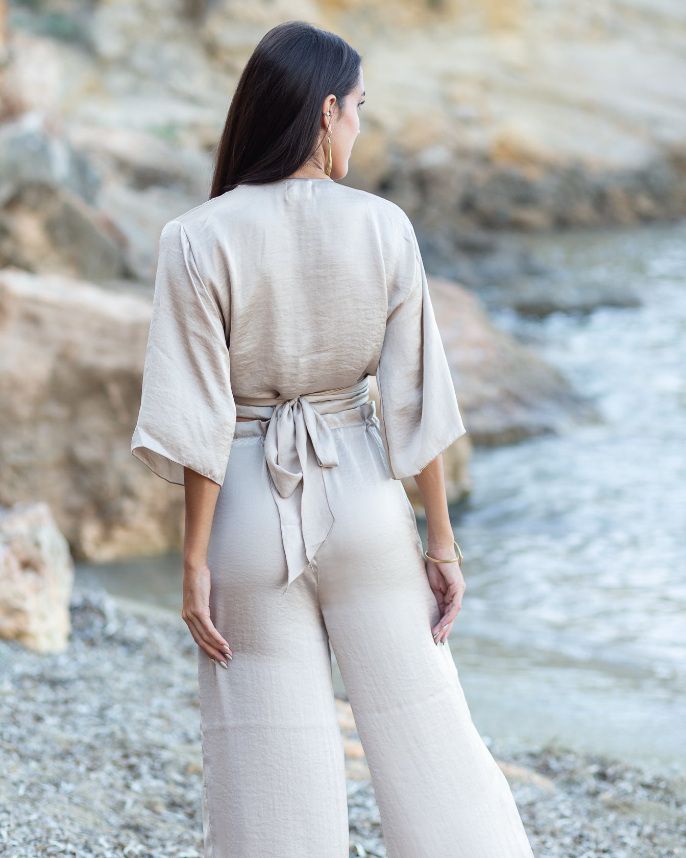 Taupe Satin Freya Top