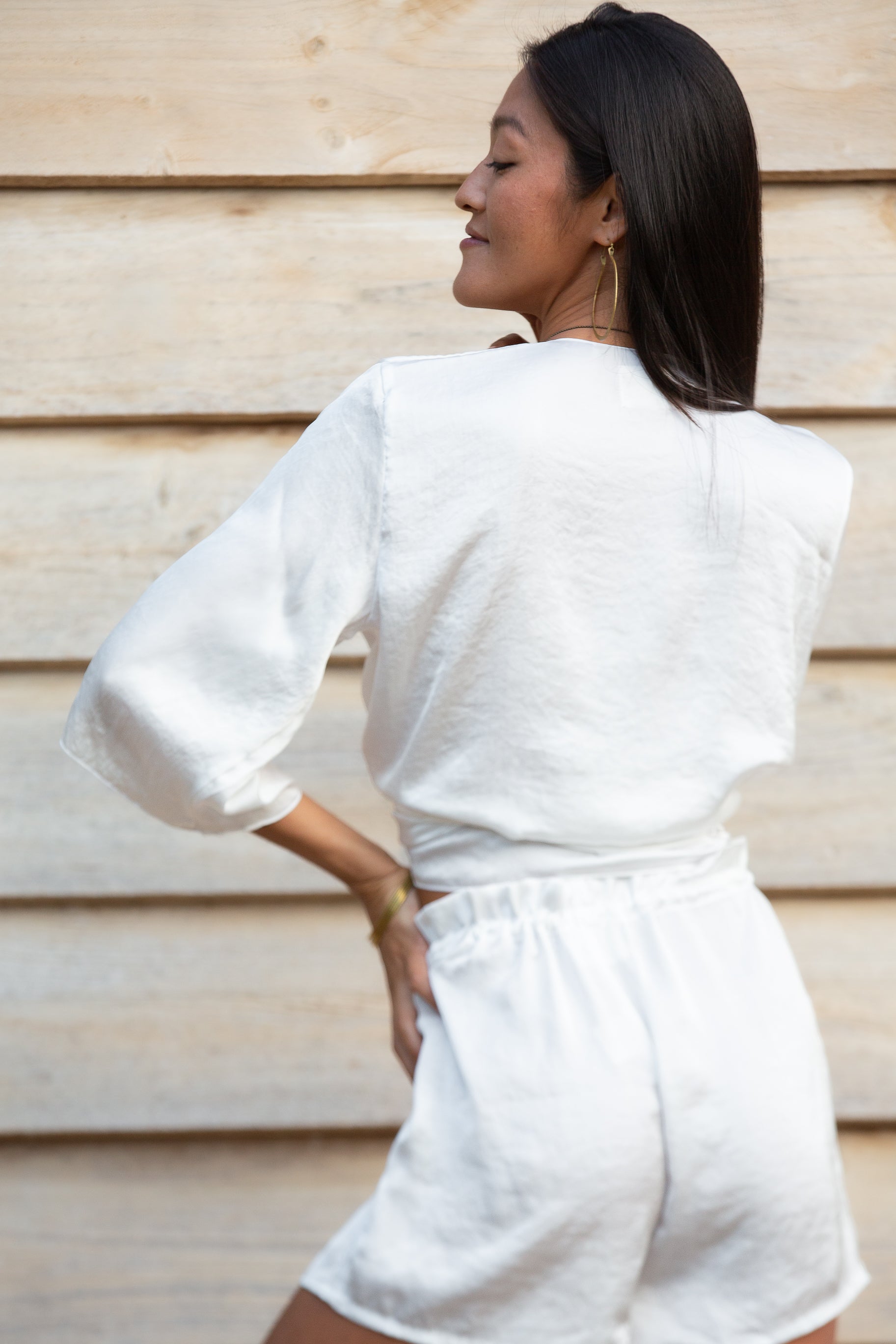 White Satin Freya Top