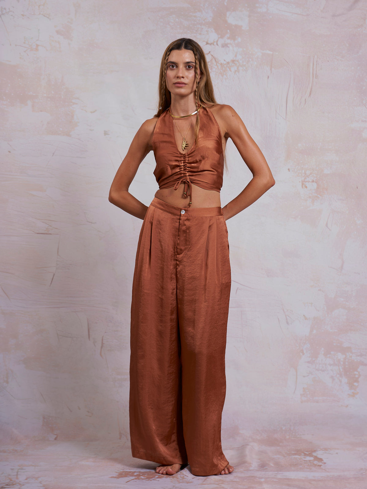Copper Satin Lua Top