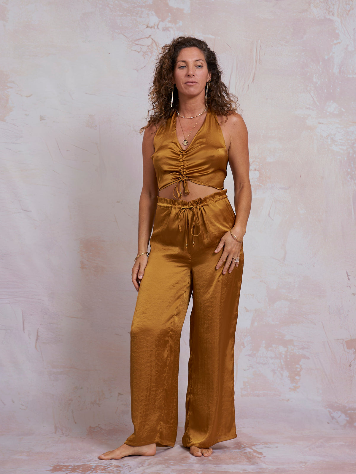 Gold Satin Lua Top