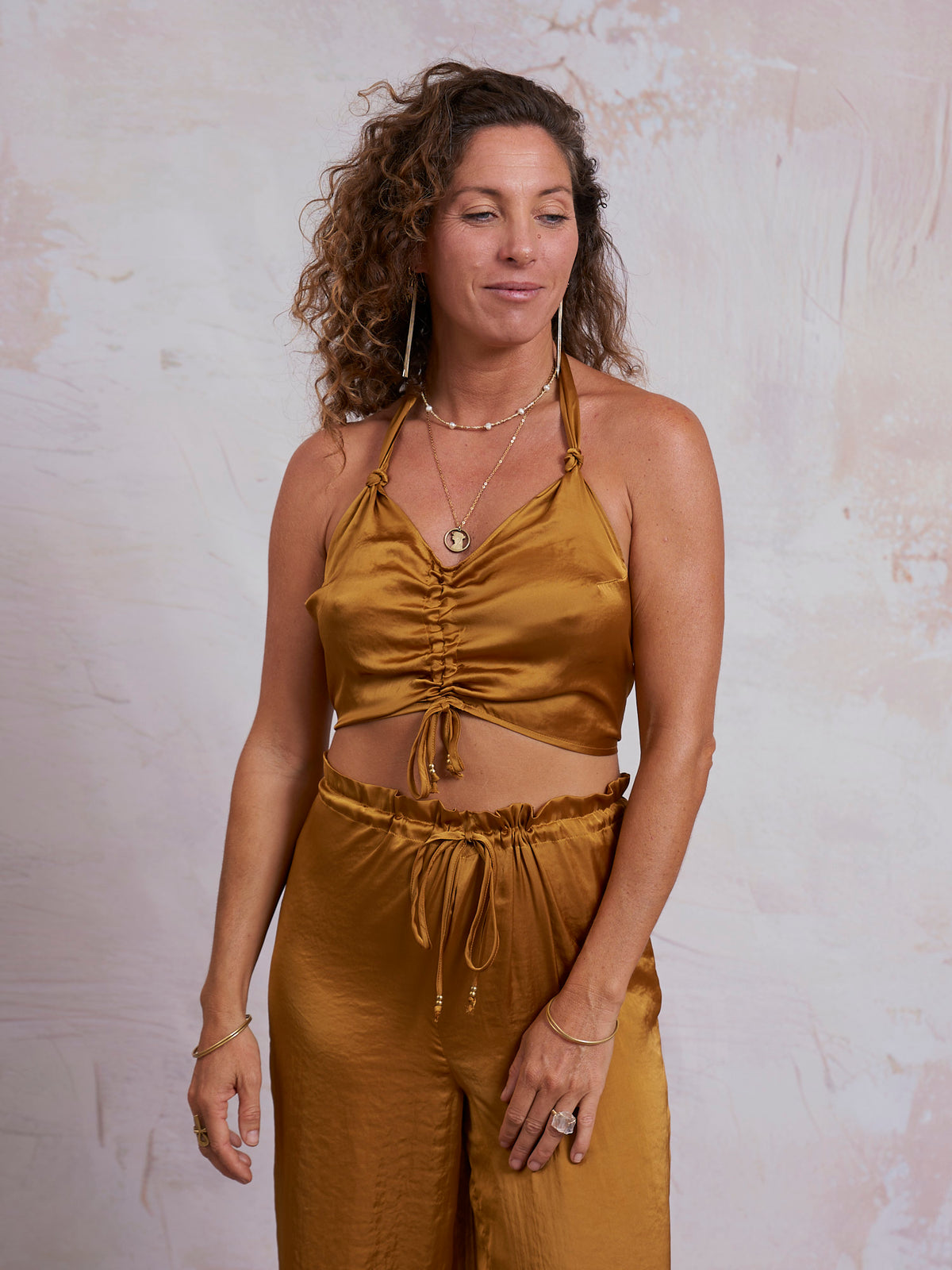 Gold Satin Lua Top