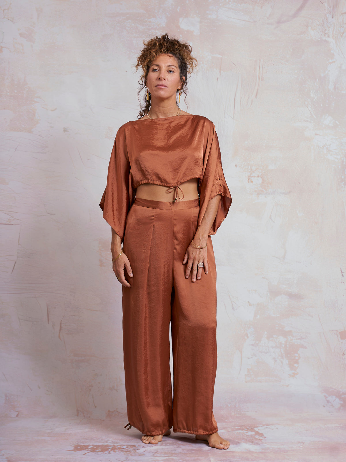 Copper Satin Yuko Pants