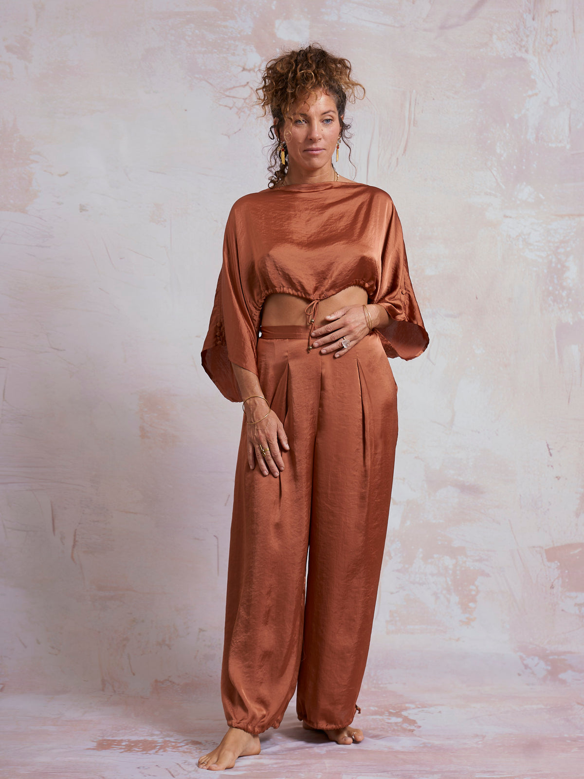 Copper Satin Yuko Pants