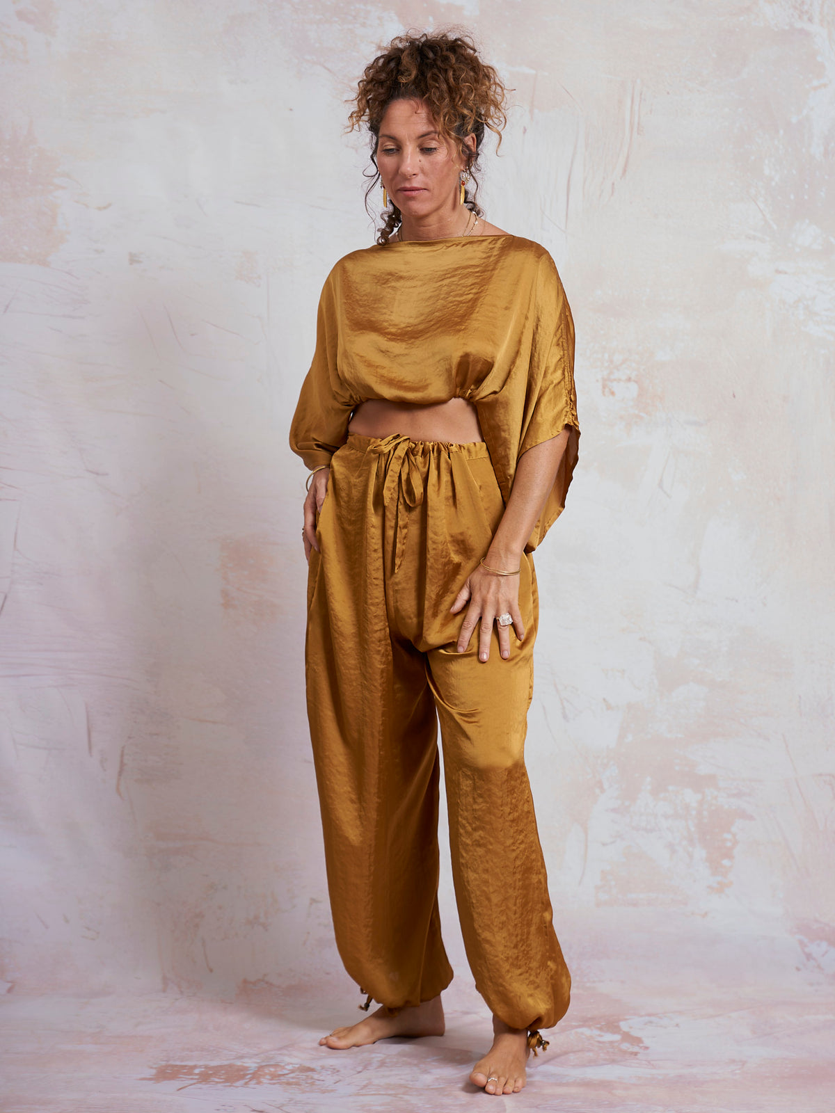 Gold Satin Yuko Pants