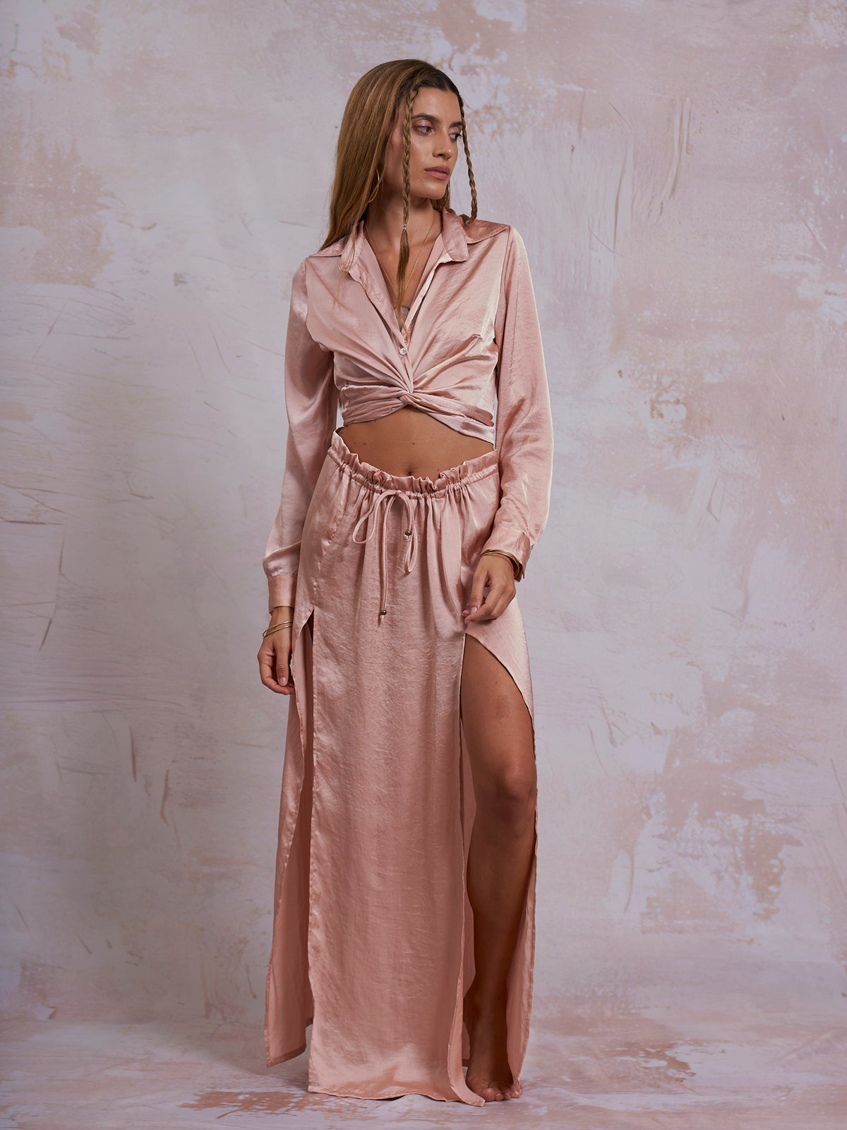 Blush Satin Cleo Skirt