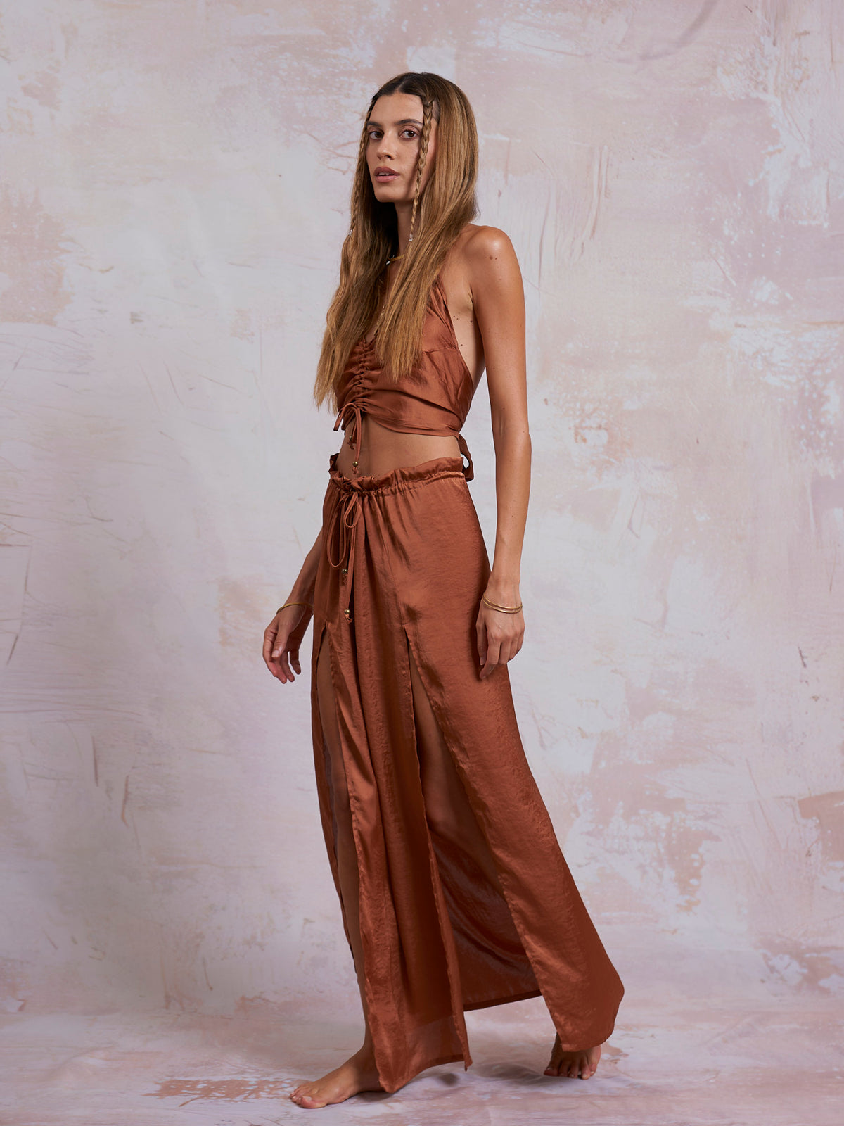 Copper Satin Cleo Skirt