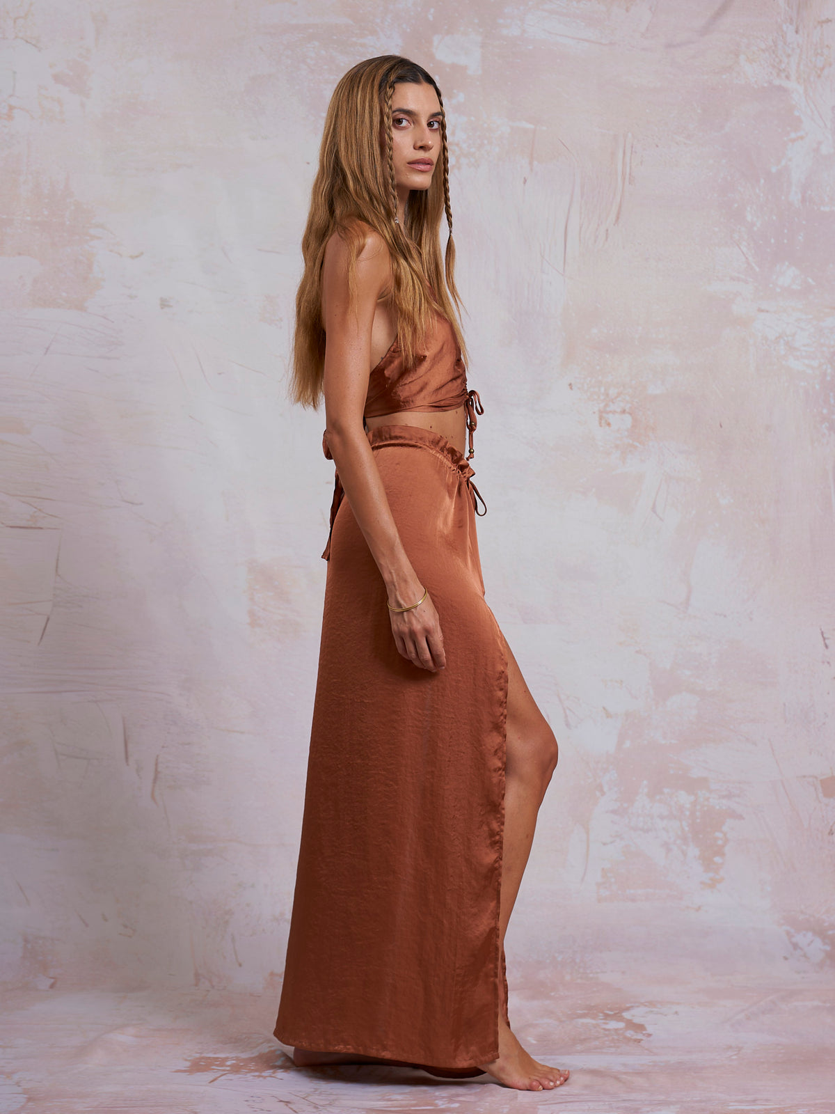 Copper Satin Cleo Skirt