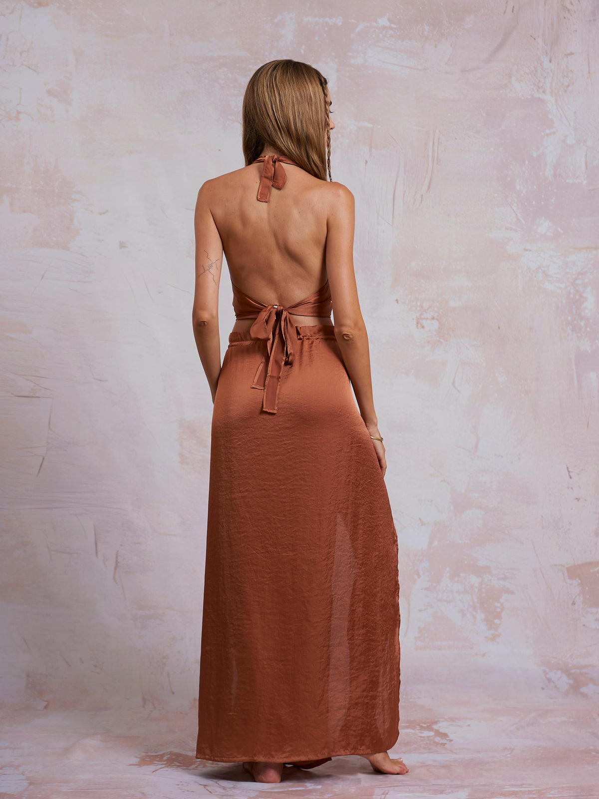 Copper Satin Cleo Skirt