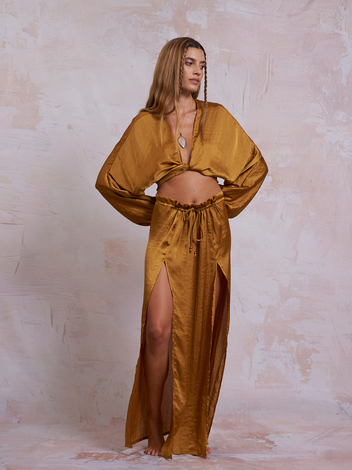 Gold Satin Cleo Skirt