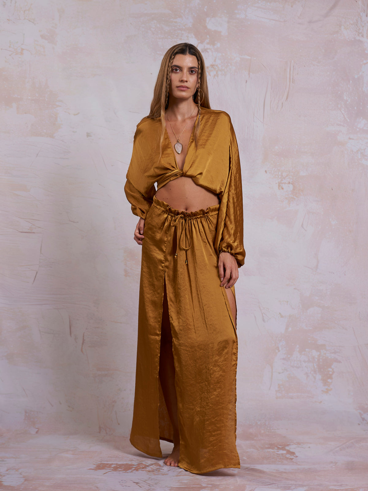 Gold Satin Cleo Skirt