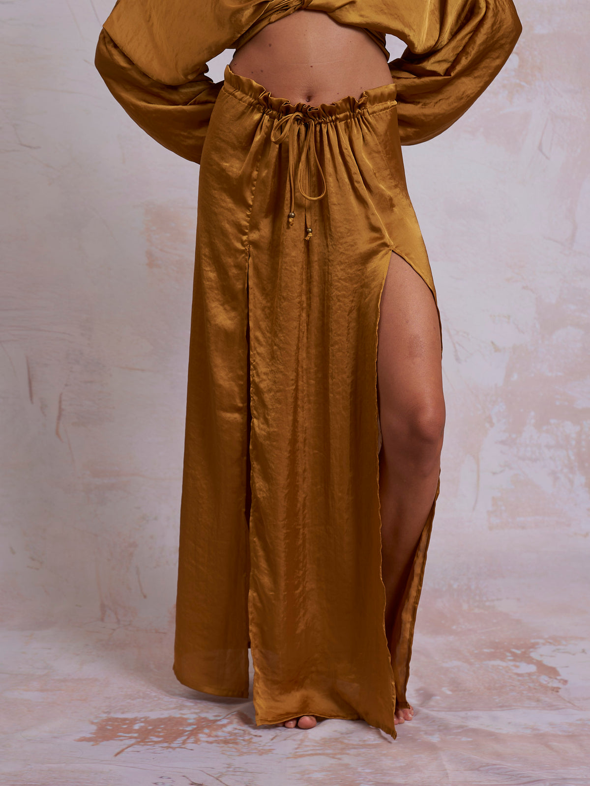 Gold Satin Cleo Skirt