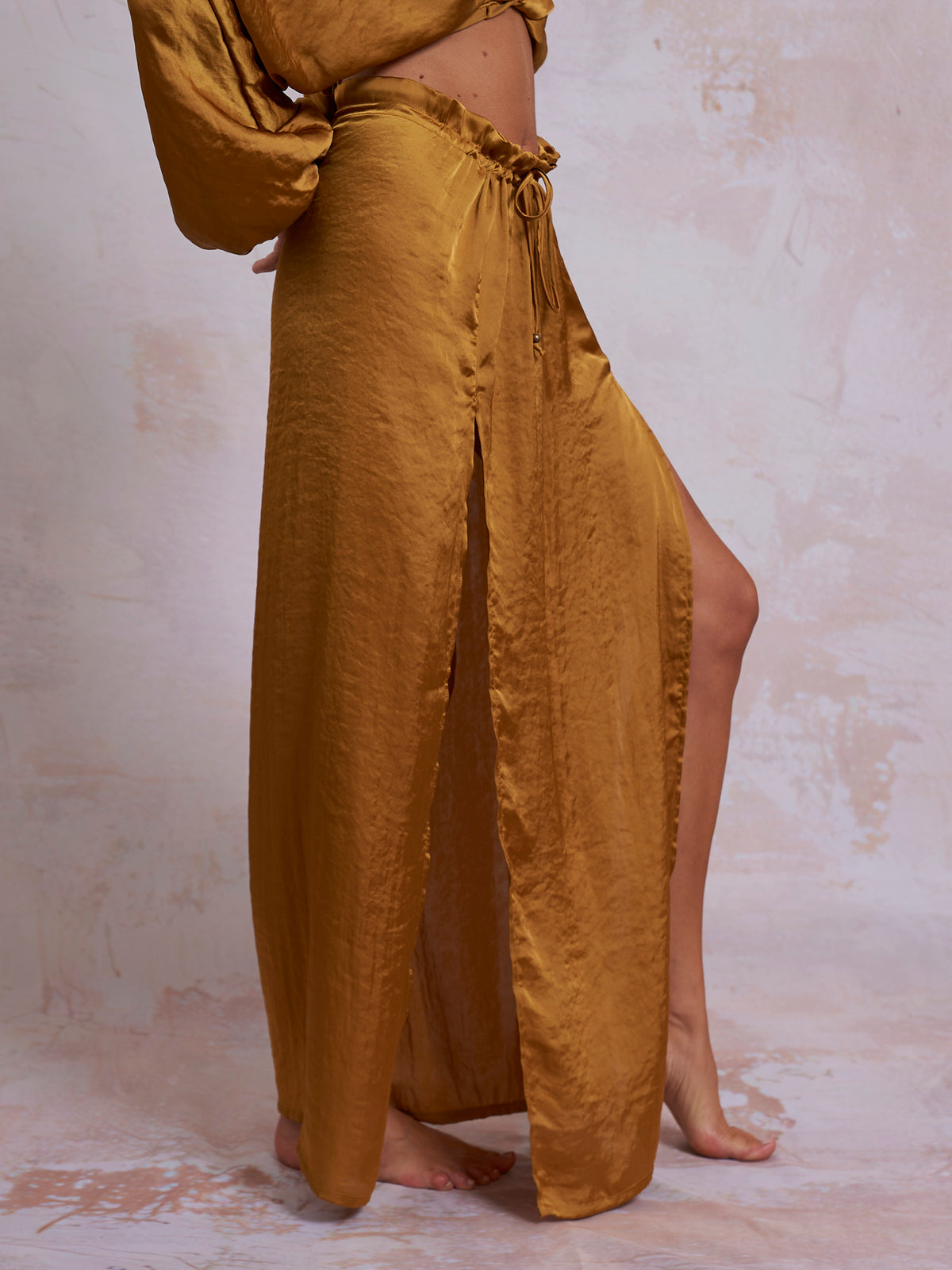 Gold Satin Cleo Skirt
