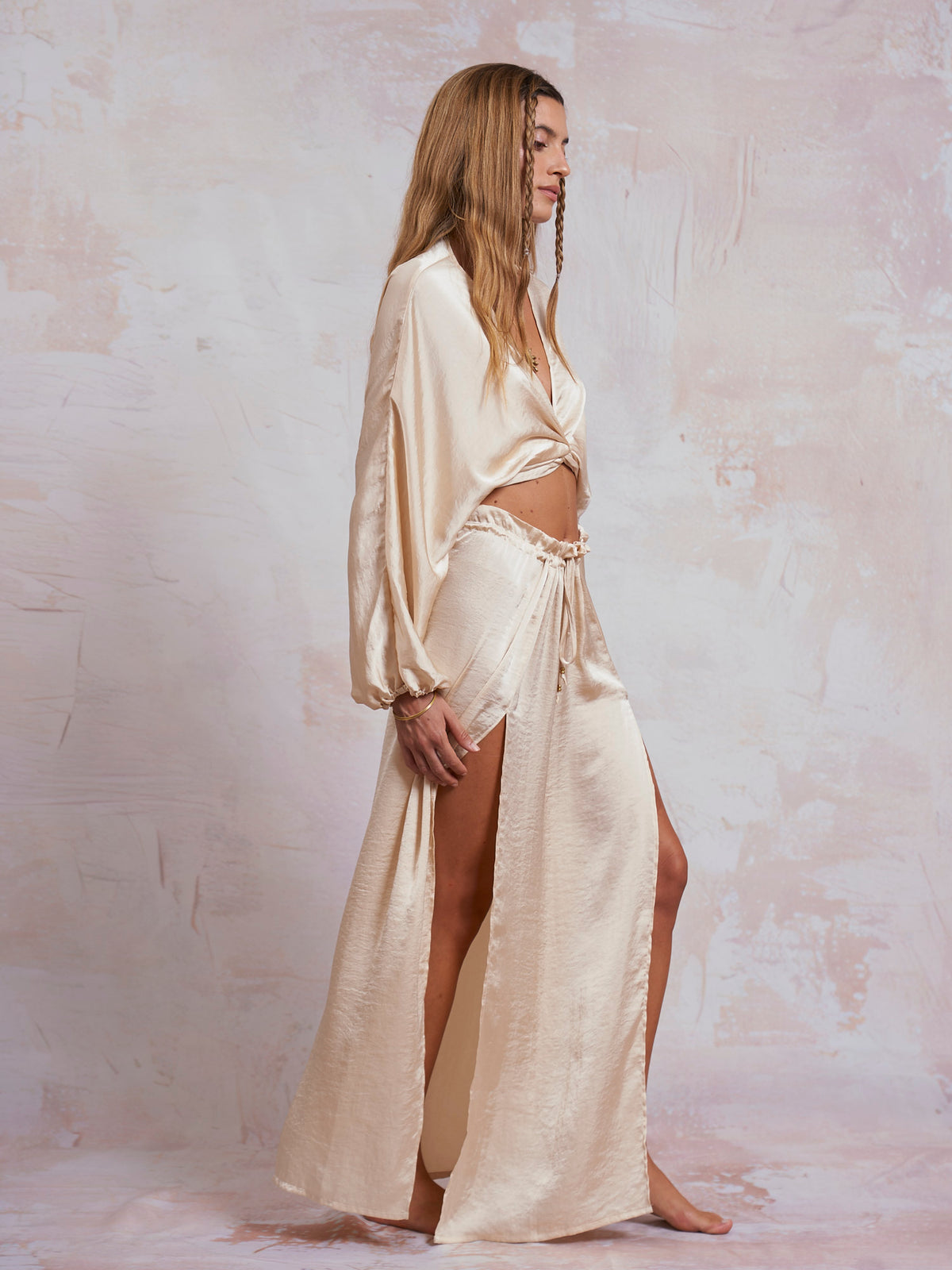 Ivory Satin Cleo Skirt