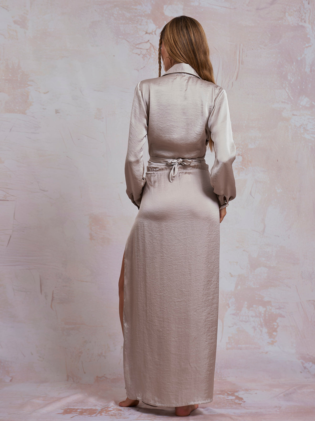 Taupe Satin Cleo Skirt
