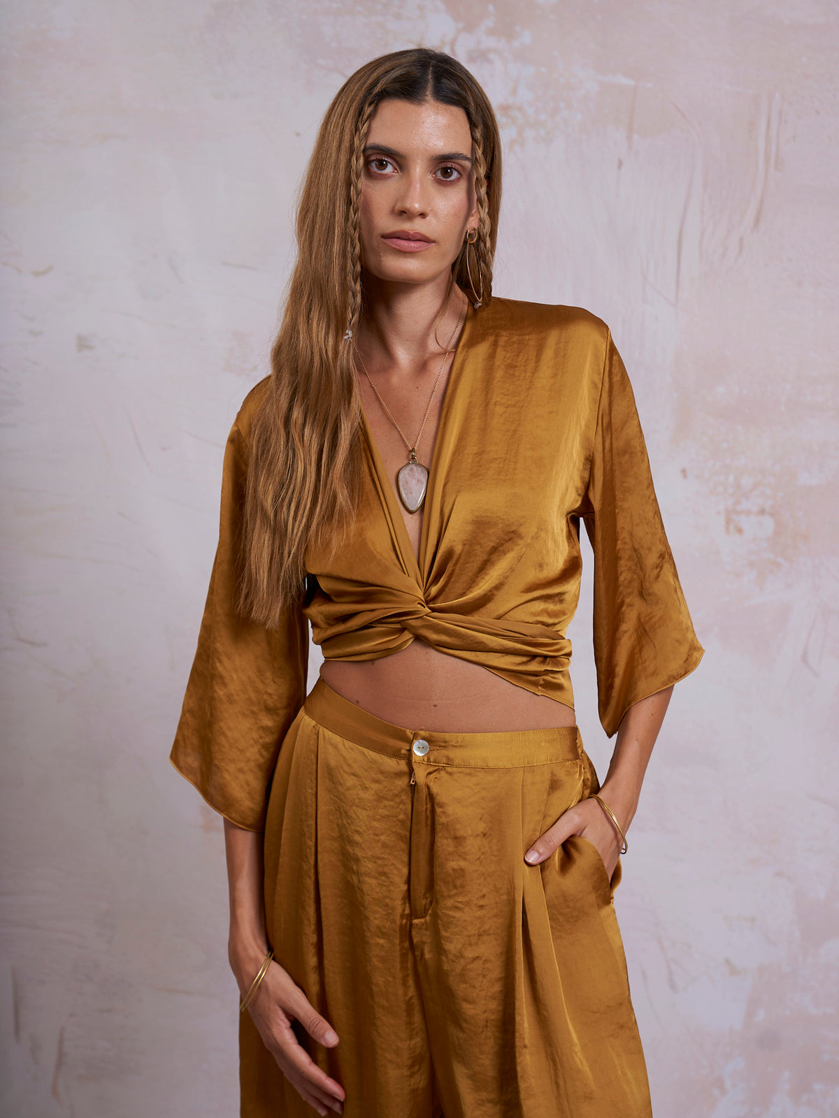Gold Satin Freya Top