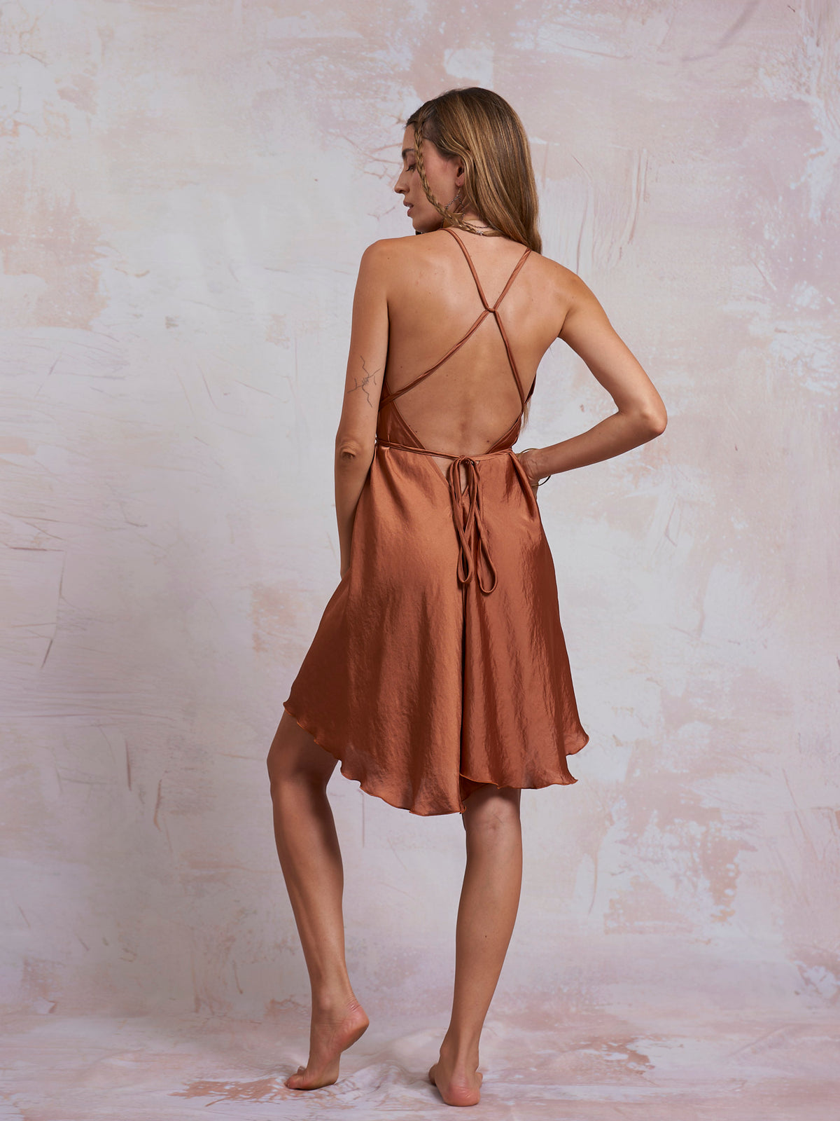 Copper Satin Ibiza Dress