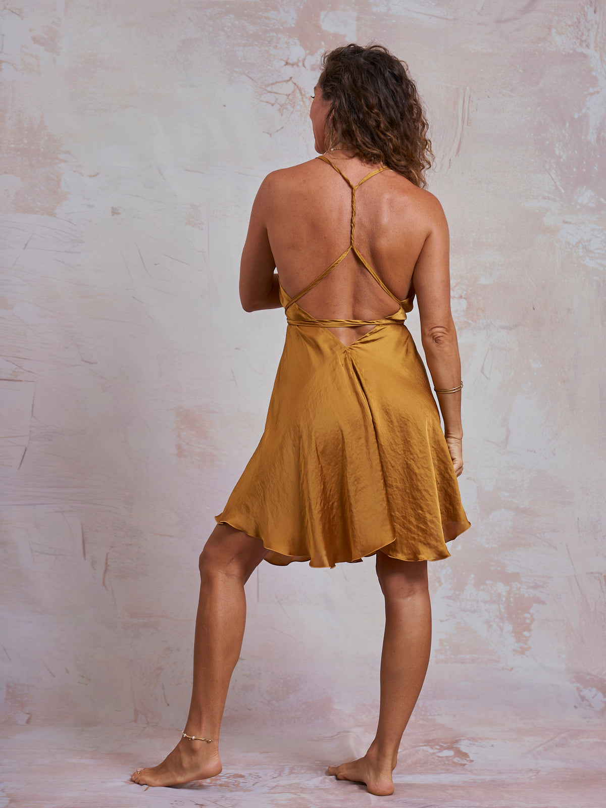 Gold Satin Ibiza Dress