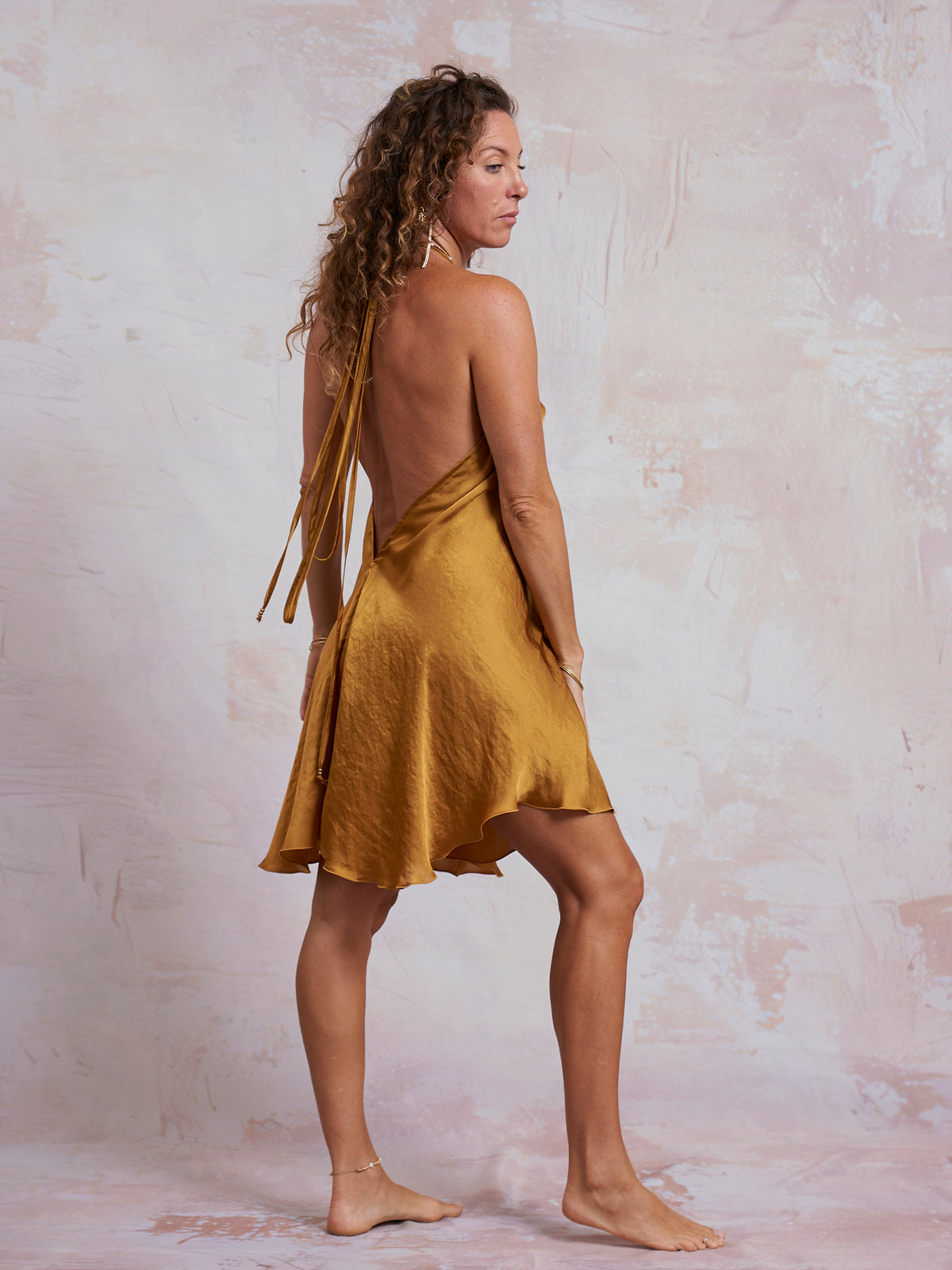 Gold Satin Ibiza Dress