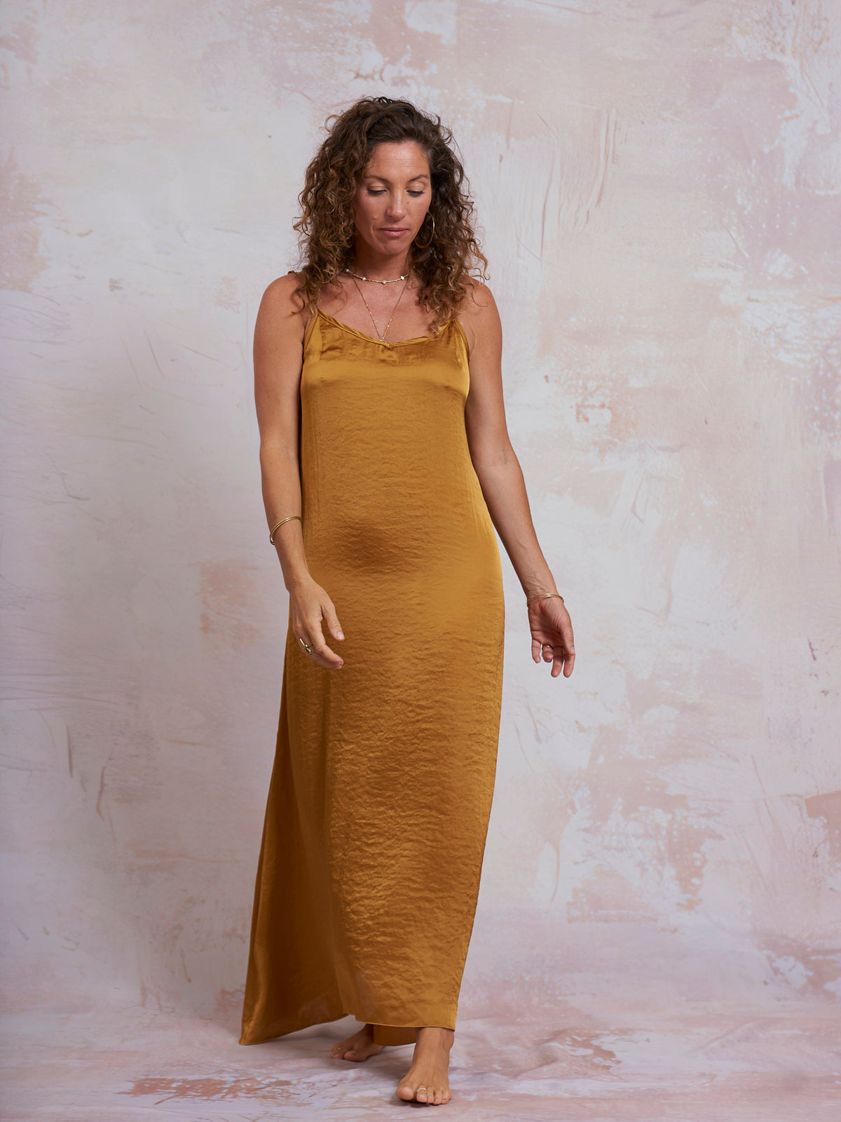 Gold Satin Luna Dress