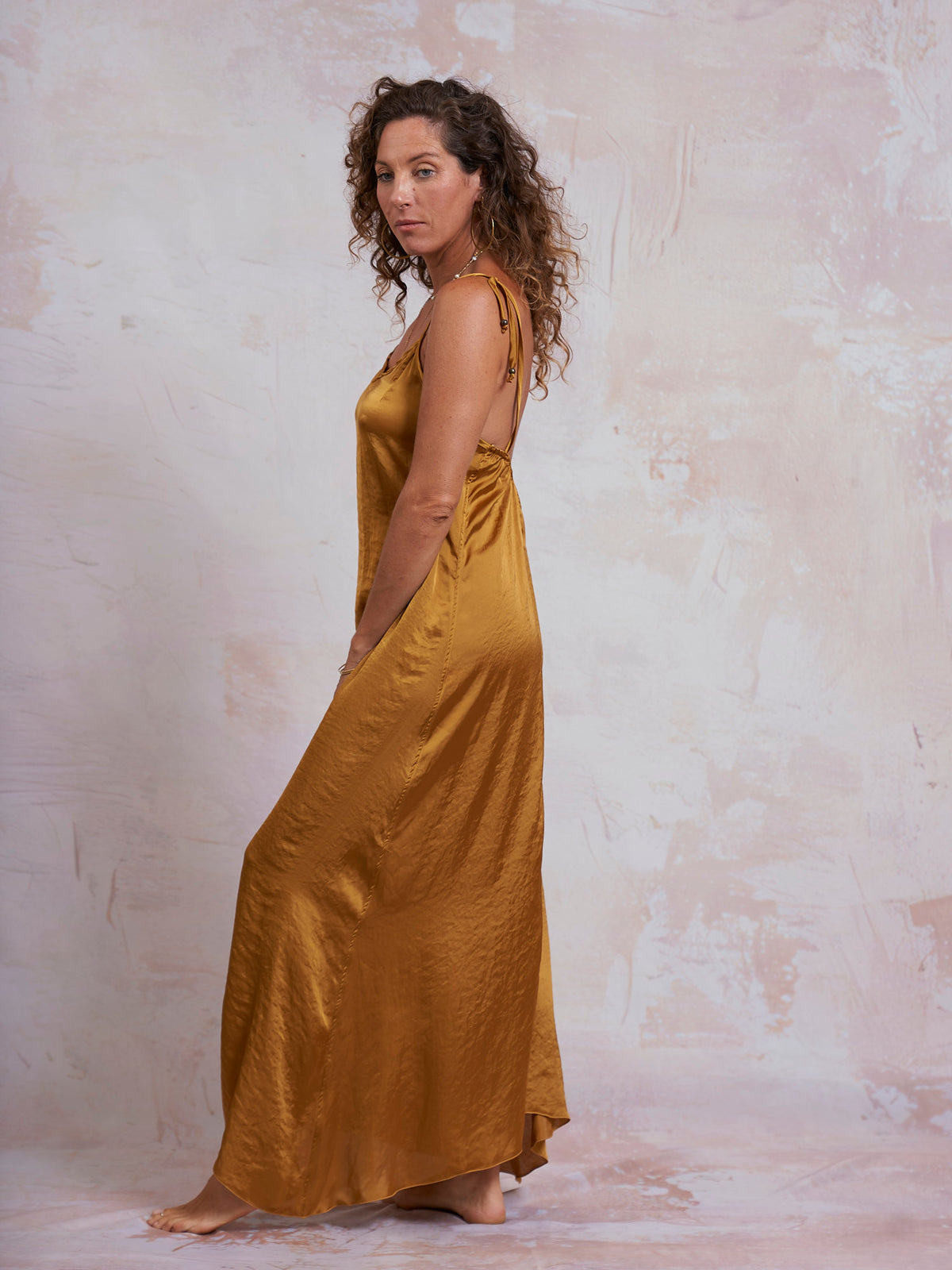 Gold Satin Luna Dress