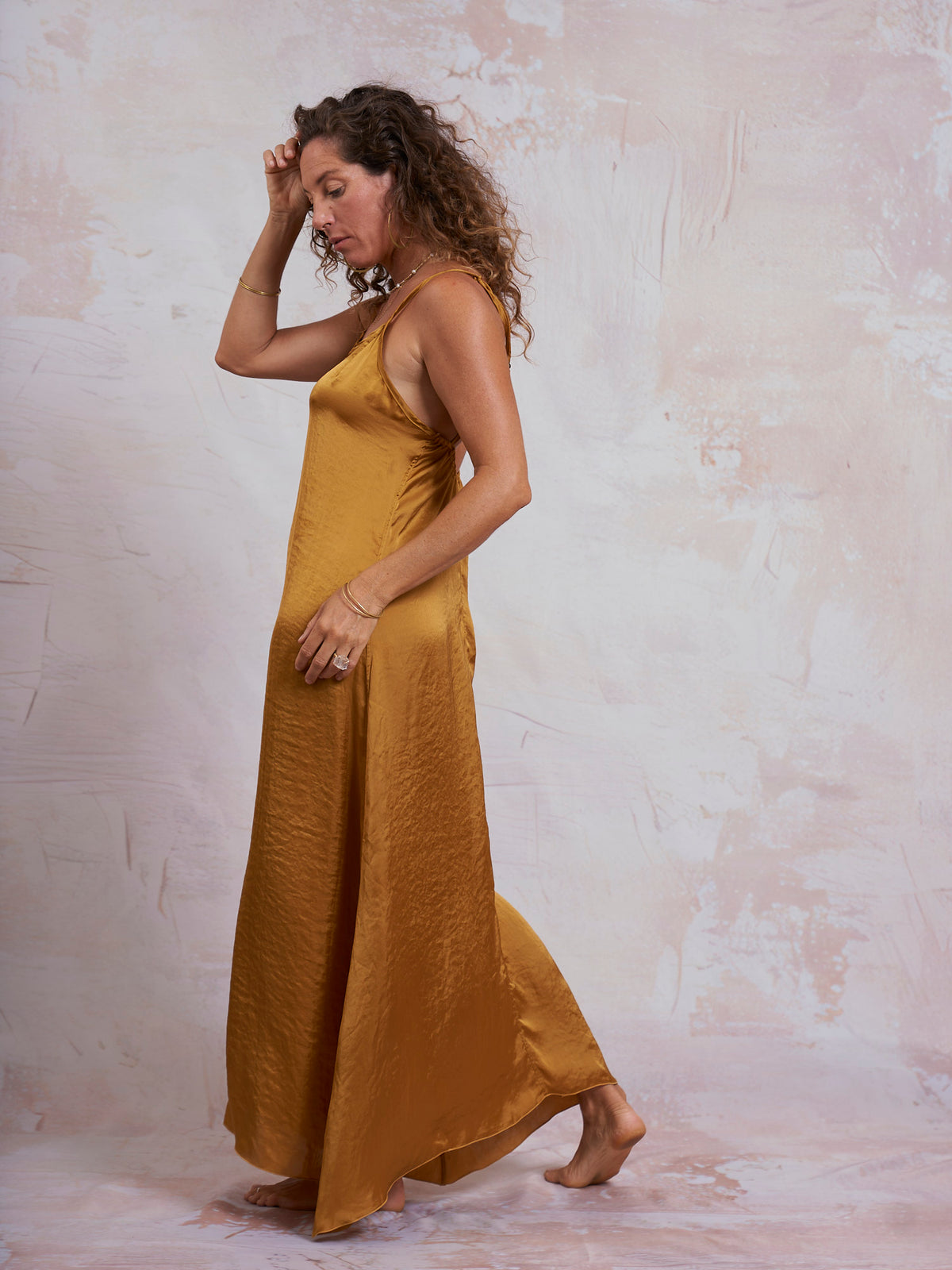 Gold Satin Luna Dress