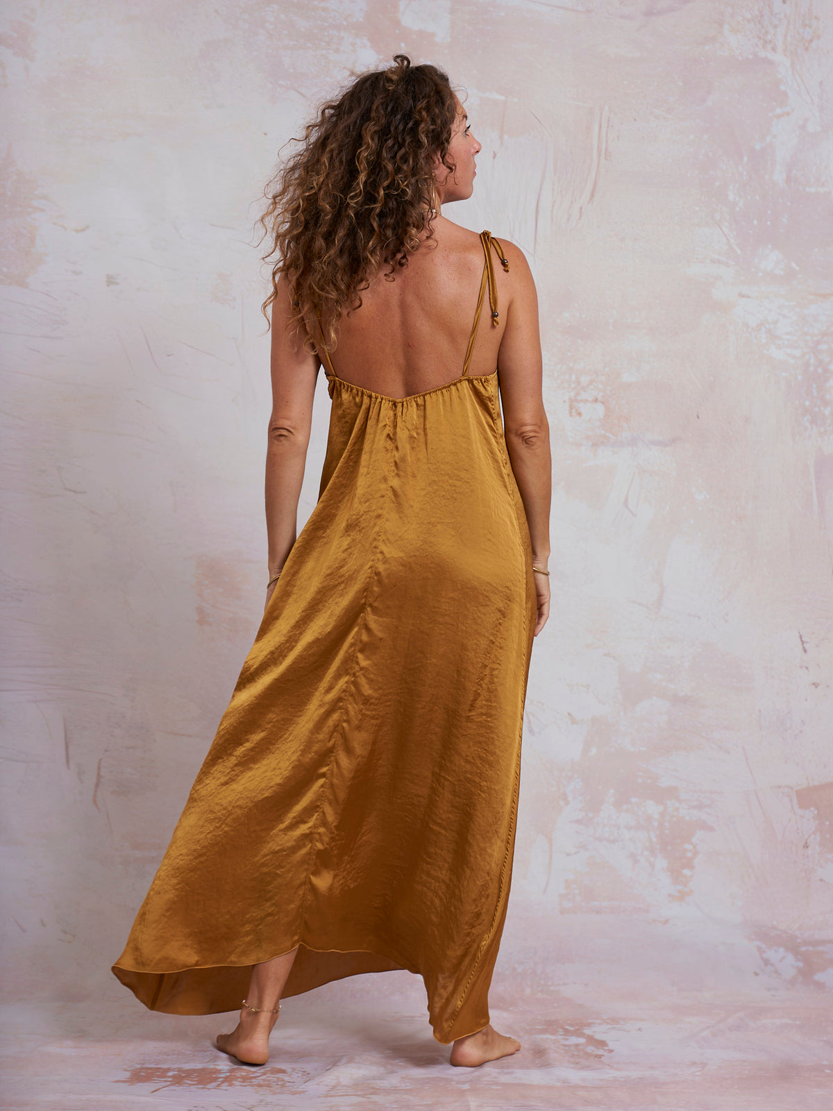 Gold Satin Luna Dress