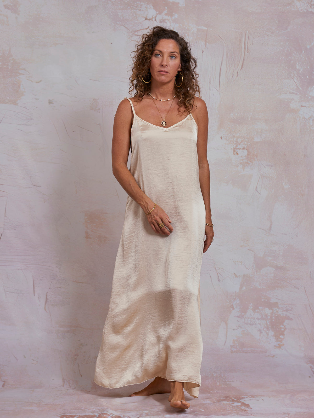 Ivory Satin Luna Dress