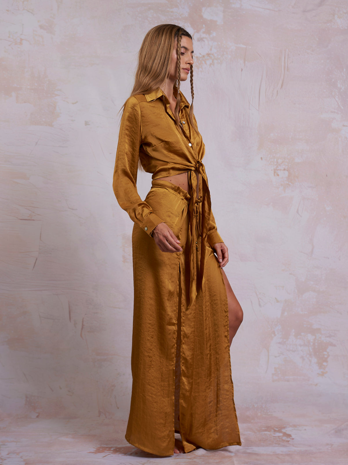Gold Satin Nancy Shirt