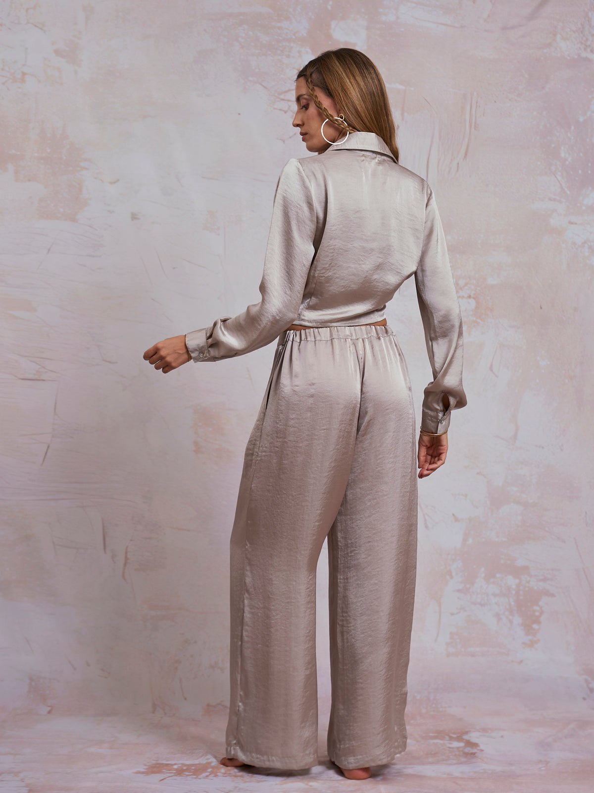 Taupe Satin Nancy Shirt