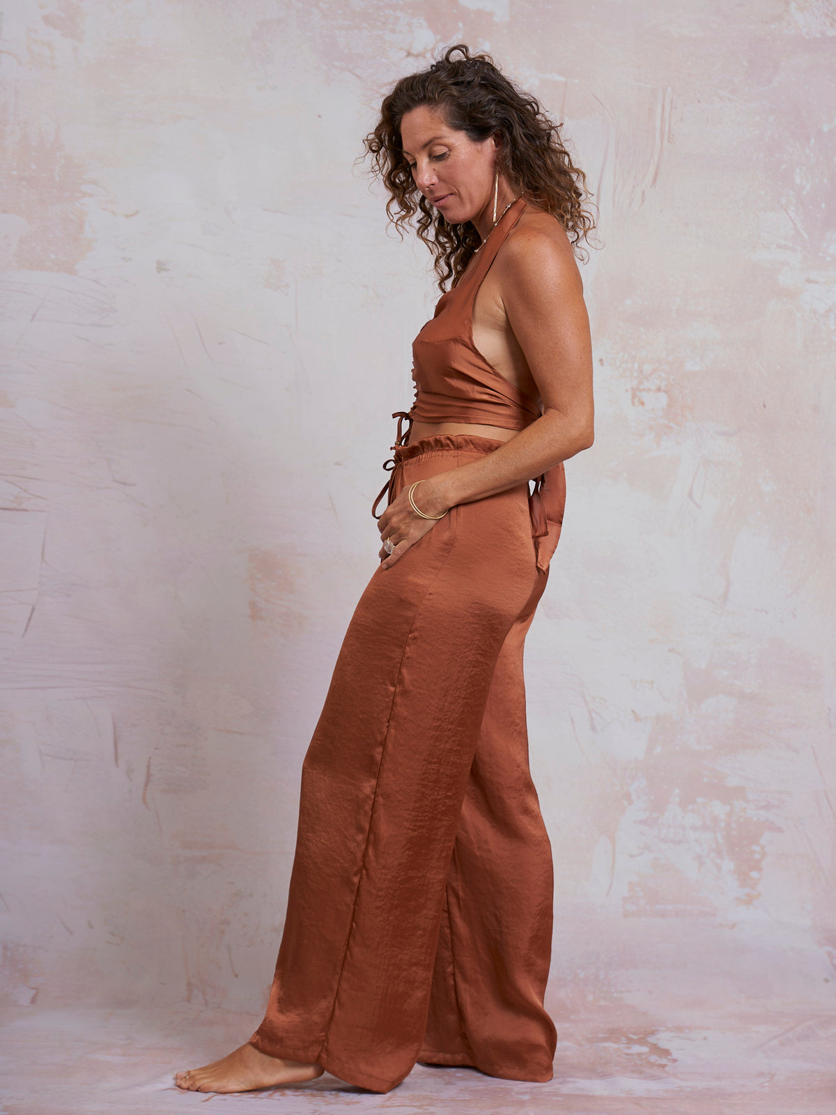Copper Satin Palazzo Pants
