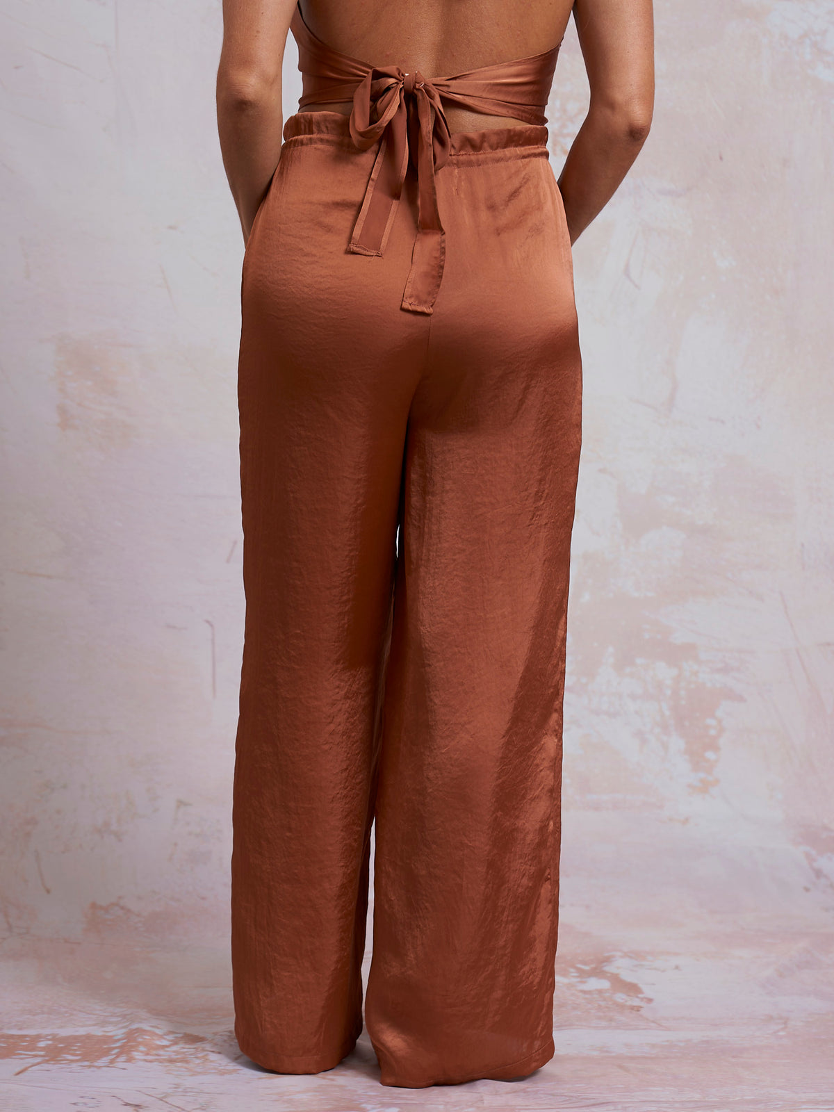 Copper Satin Palazzo Pants