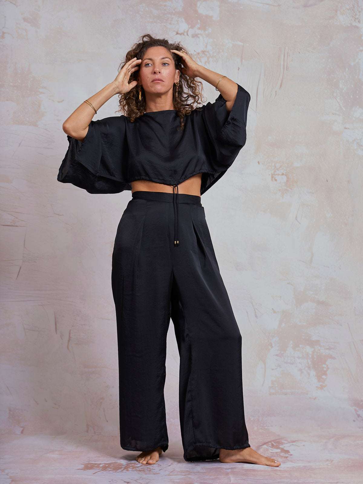 Black Satin Petra Top
