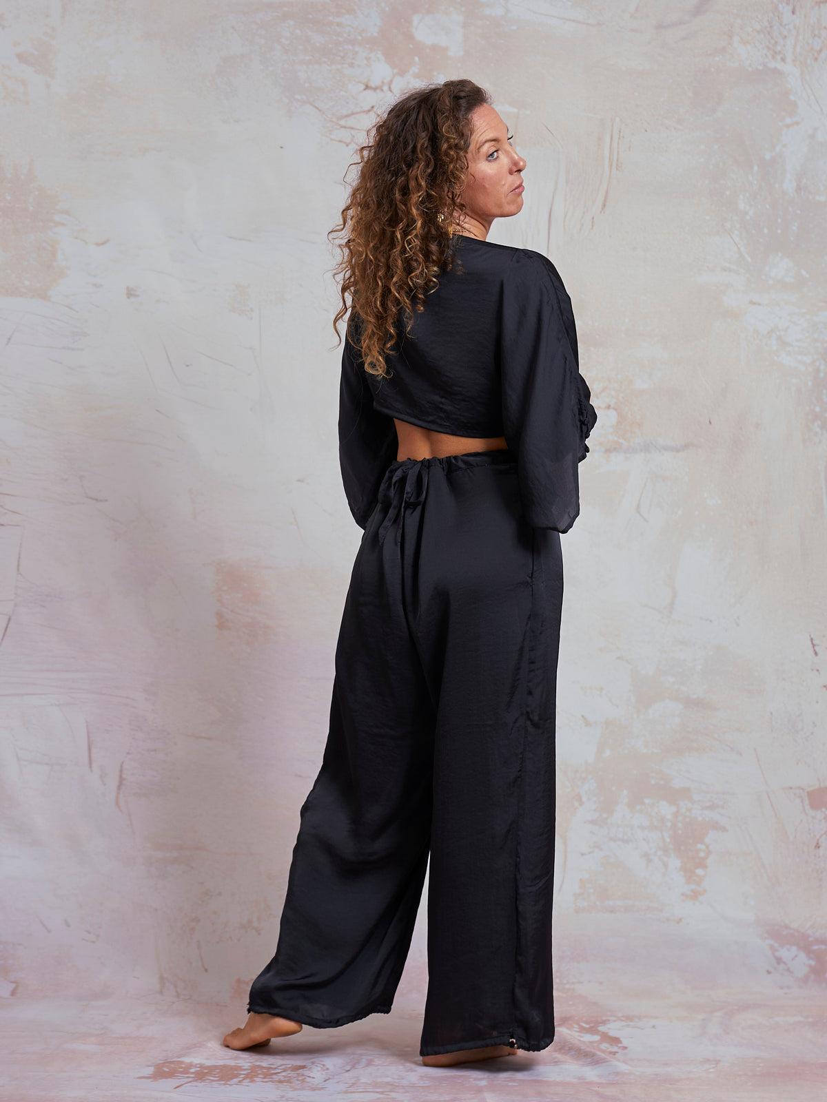 Black Satin Petra Top