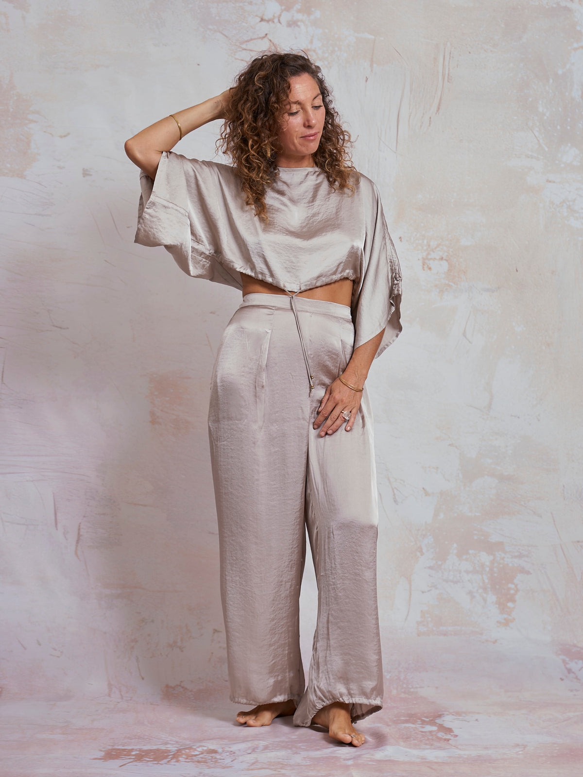 Taupe Satin Petra Top
