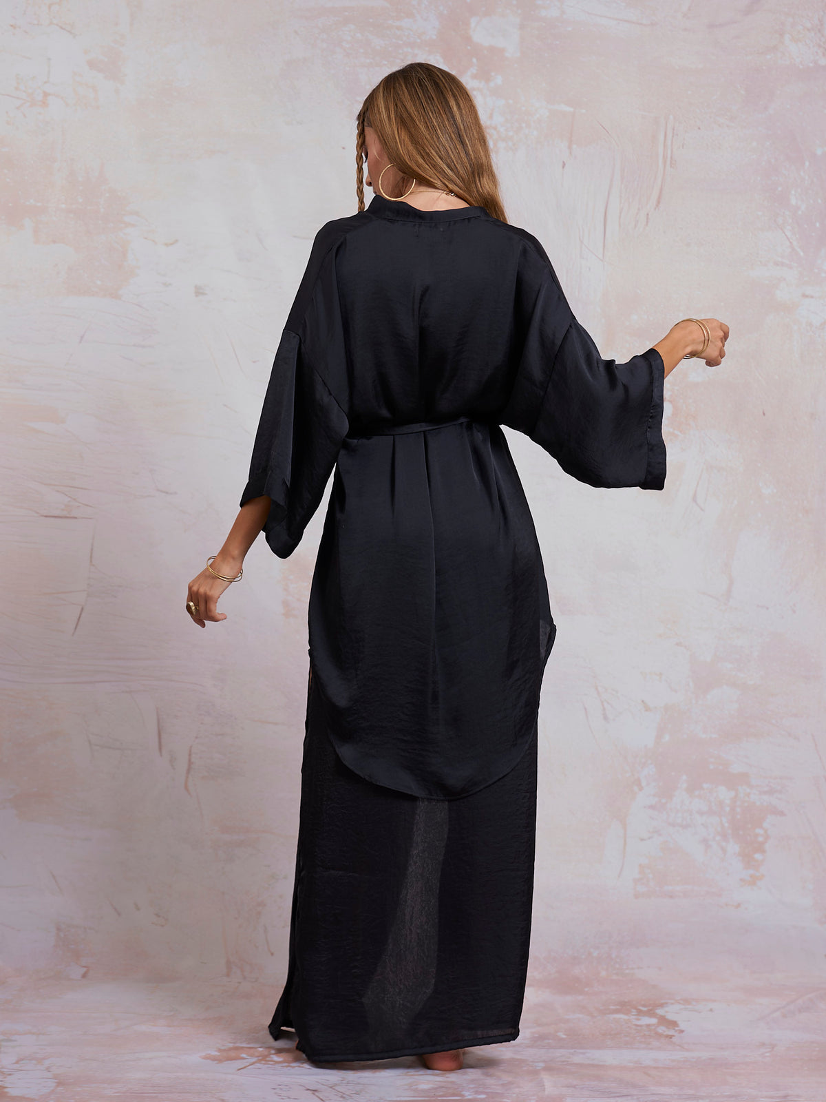 Black Satin Sam Kimono