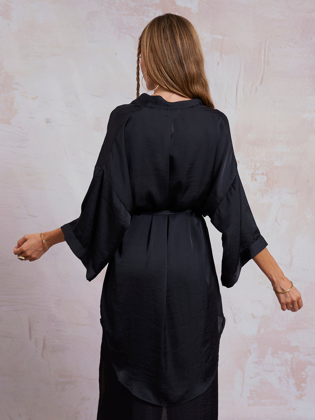 Black Satin Sam Kimono