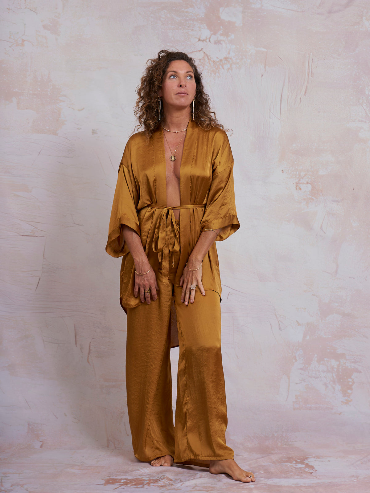 Gold Satin Sam Kimono