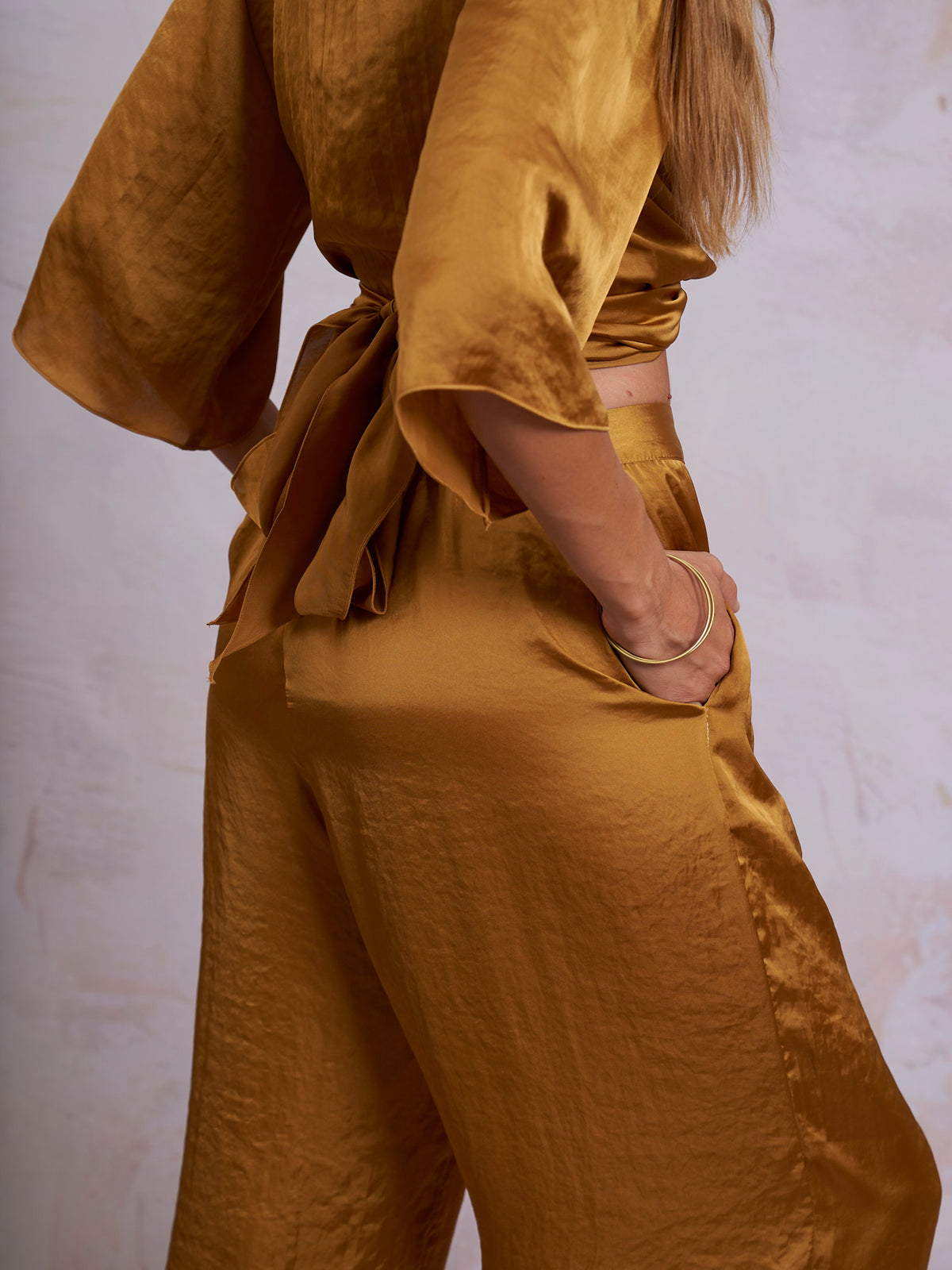 Gold Satin Sara Pants