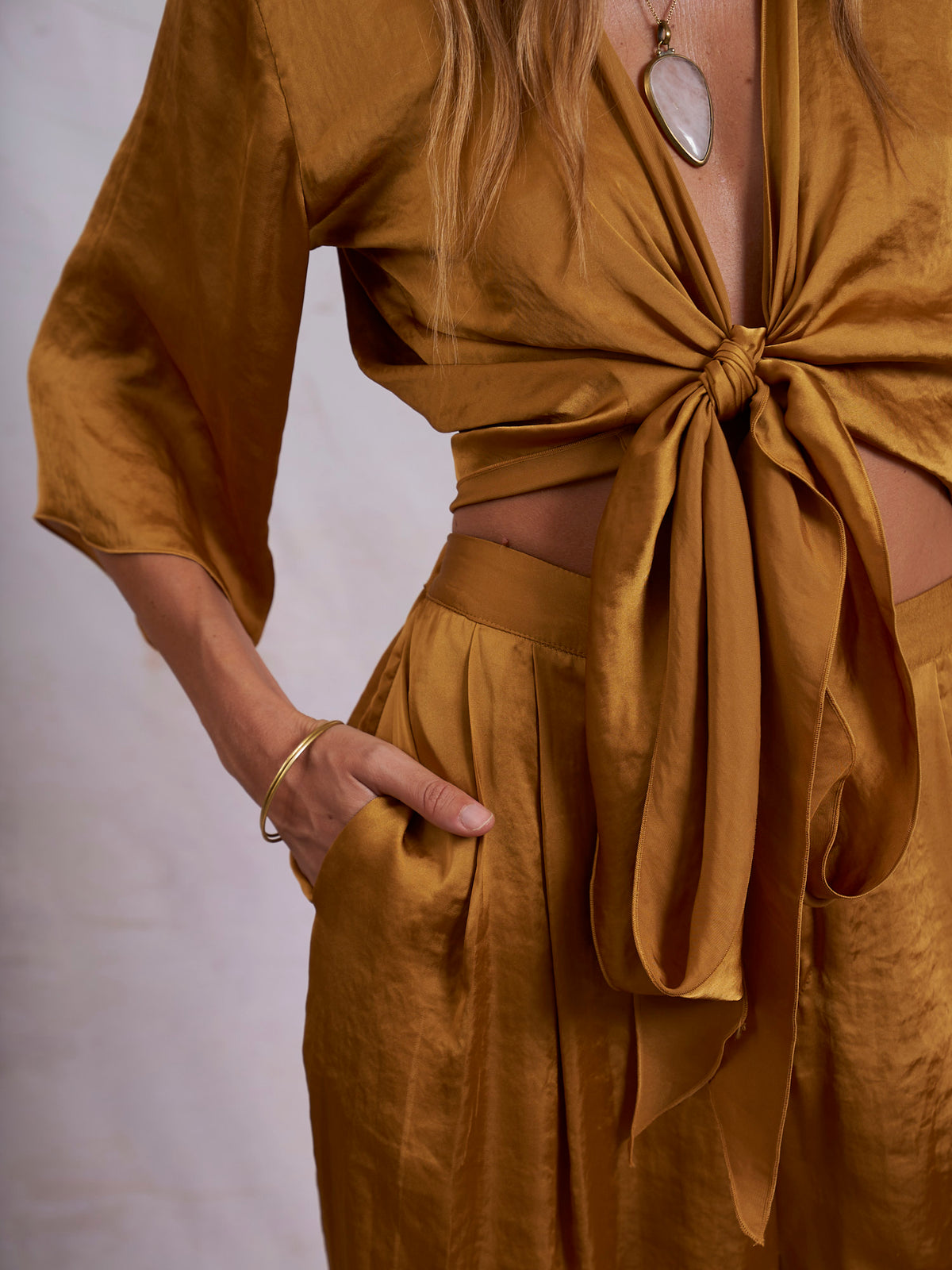 Gold Satin Sara Pants