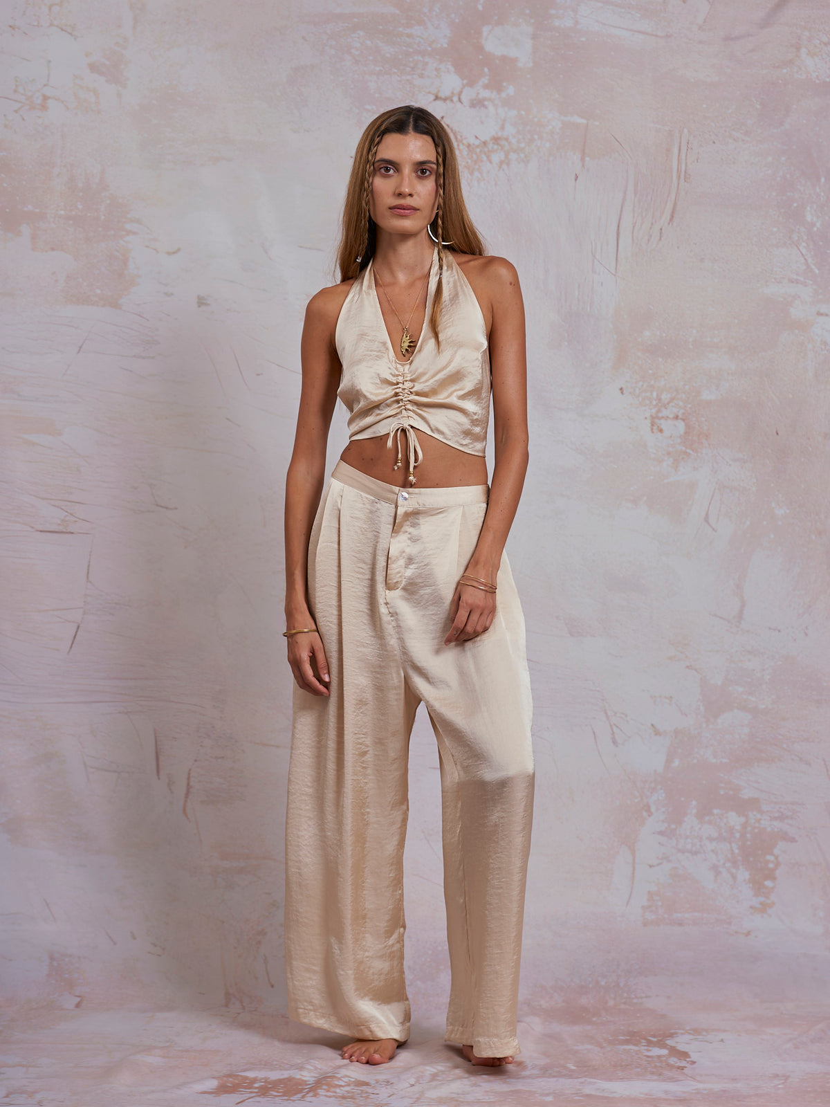 Ivory Satin Sara Pants